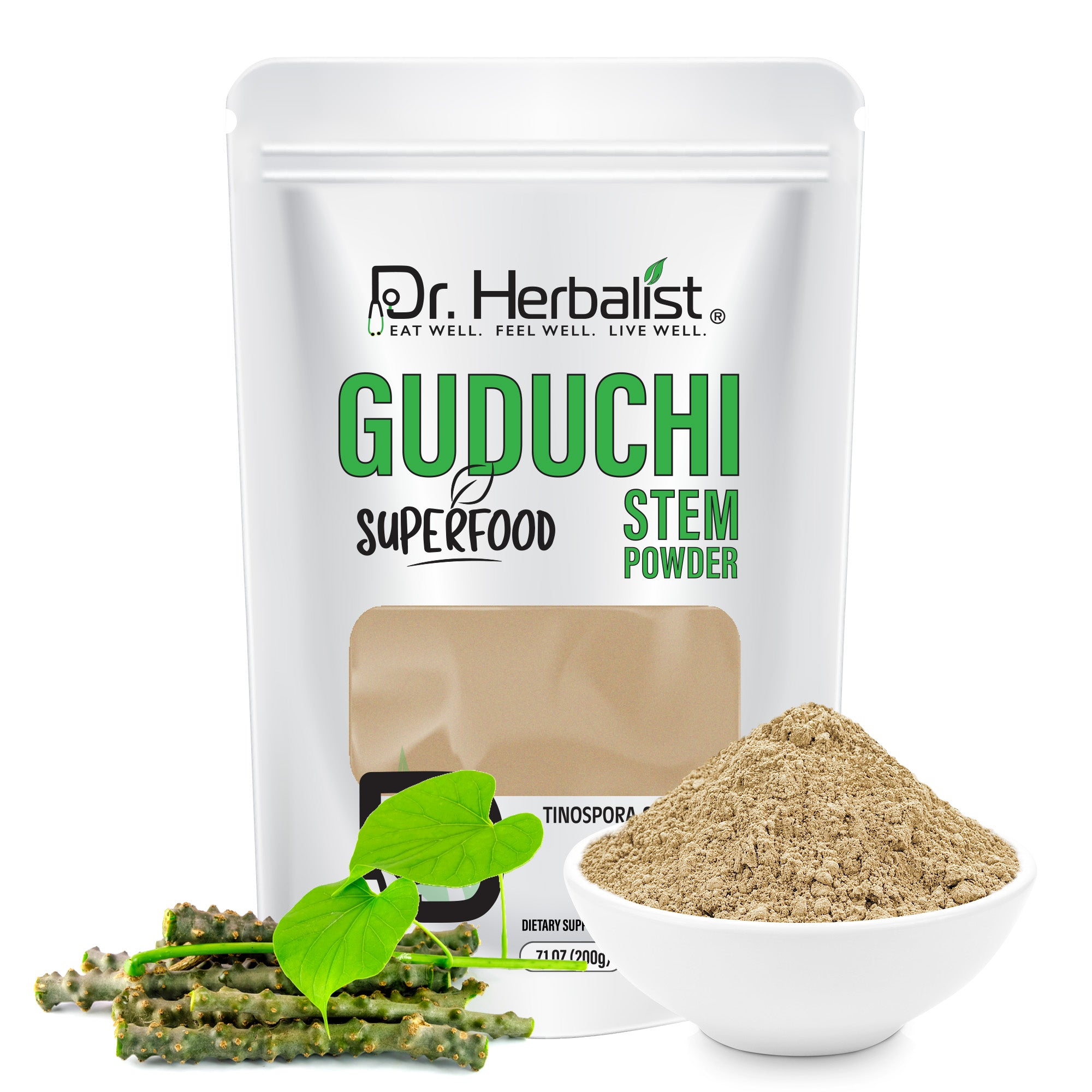 Dr. HERBALIST Guduchi Powder 200g - Pure Tinospora Cordifolia (Giloy/Amrit) | Supports Immune Modulation & Vitality* | The 'Divine Nectar' Herb | Halal, Vegan