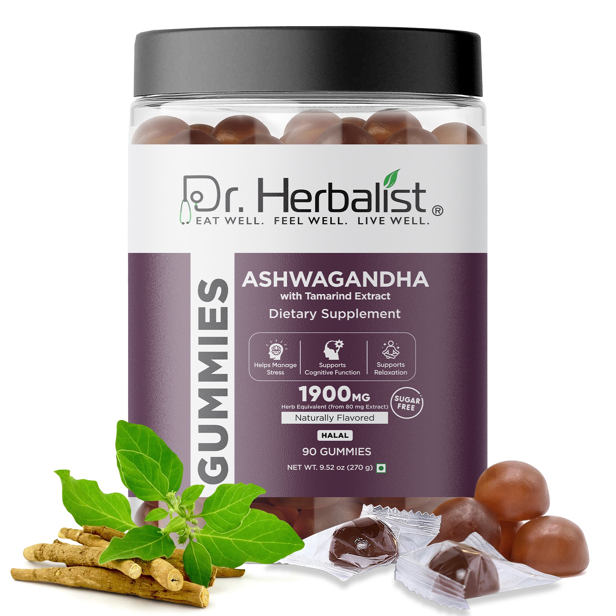 Dr Herbalist Ashwagandha Gummies (90 Gummies) – Delicious Herbal Gummies for Daily Wellness & Stress Support