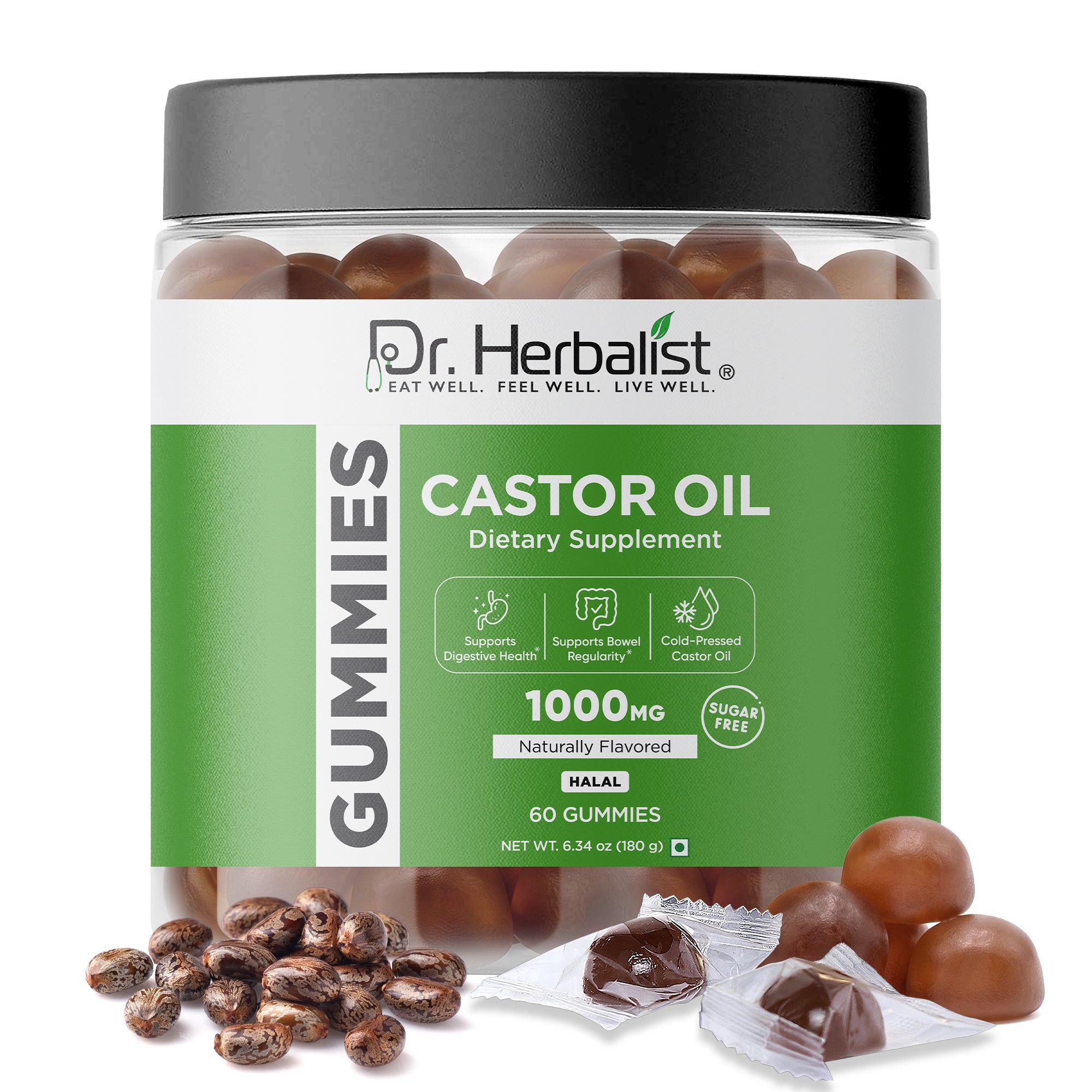 Dr Herbalist Castor Oil Gummies (60 Gummies) – Delicious Herbal Gummies for Daily Wellness & Convenient Supplement Support