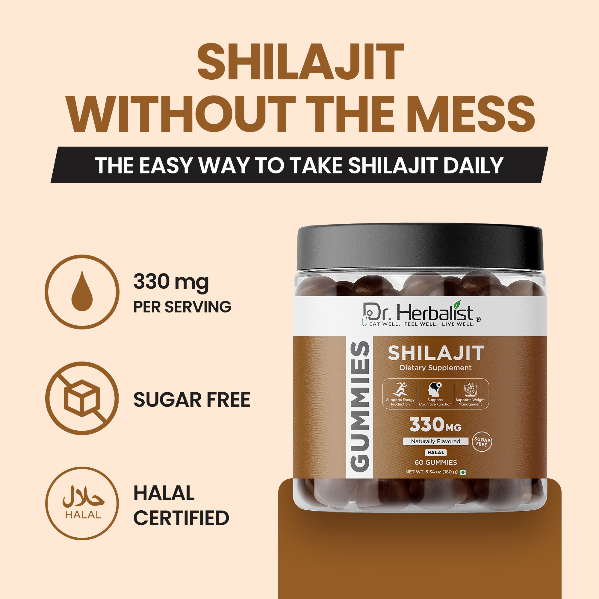 Dr Herbalist Shilajit Gummies (60 Gummies) – Delicious Herbal Gummies for Daily Wellness & Vitality Support