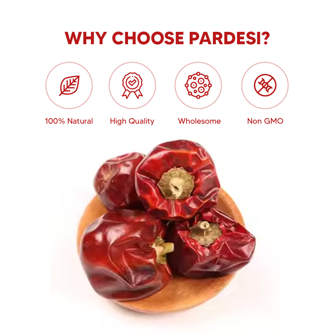 Pardesi Whole Round Chili 40g Jar – Dried Red Round Chilies for Cooking & Spice Blends