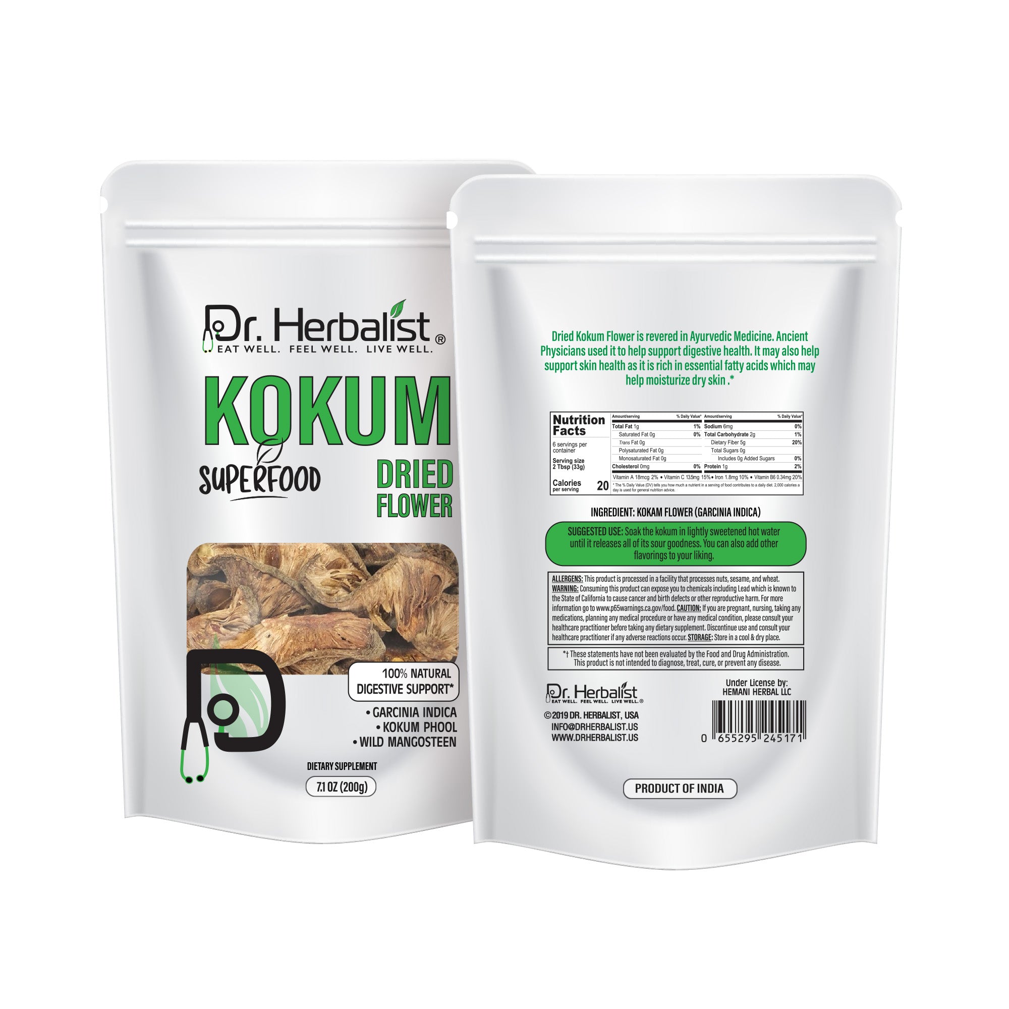 Dr Herbalist Kokum Flower 100g | Natural Herbal Remedy | Rich in Antioxidants | Supports Digestion, Skin Health & Overall Wellness | 100% Pure & Natural