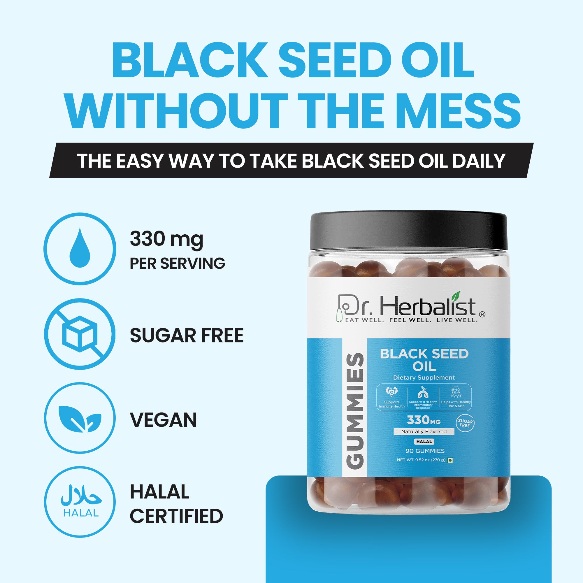 Dr Herbalist Black Seed Oil Gummies (90 Gummies) – Delicious Herbal Gummies for Daily Wellness & Immune Support
