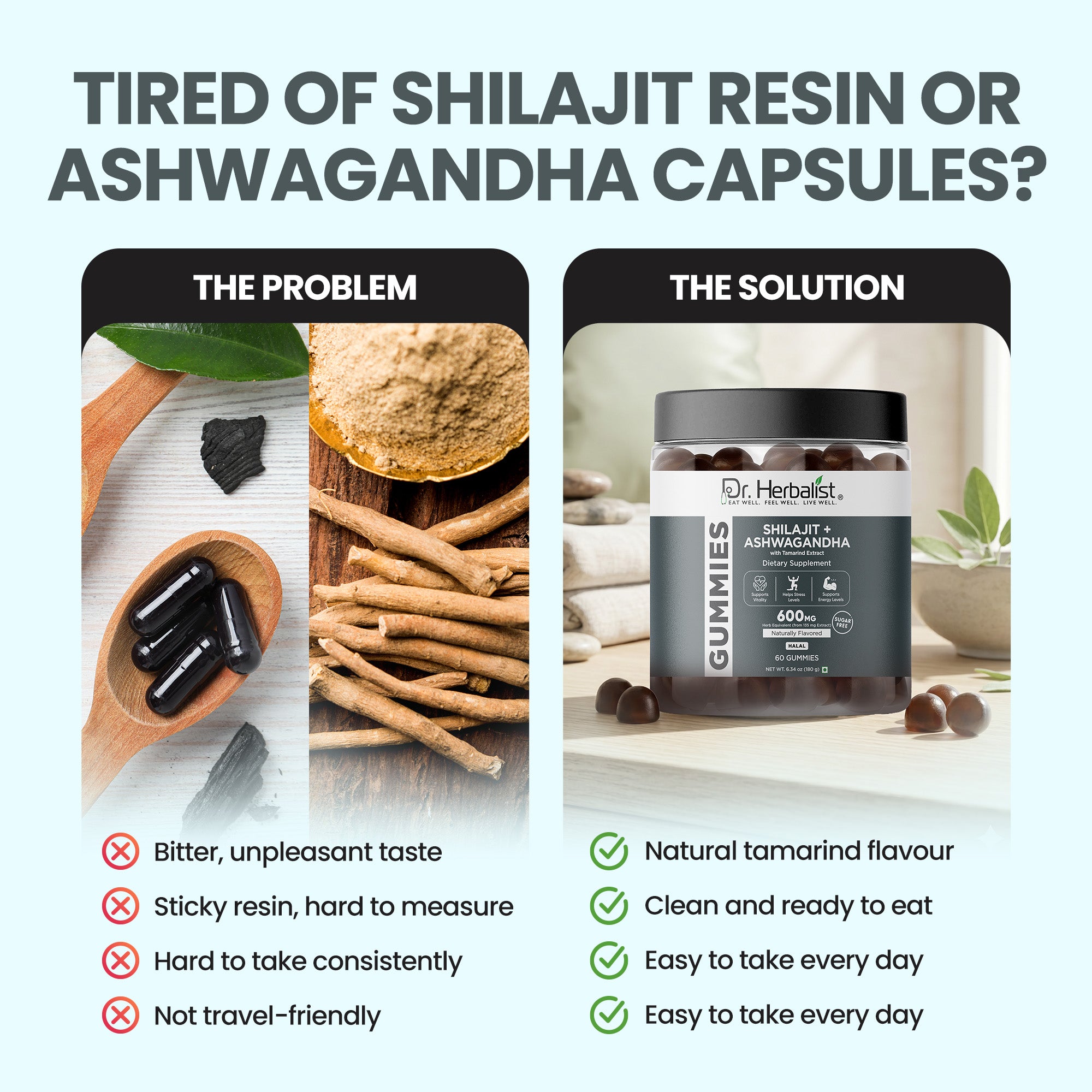 Dr Herbalist Shilajit + Ashwagandha Gummies (60 Gummies) – Delicious Herbal Gummies for Daily Wellness, Energy & Vitality Support
