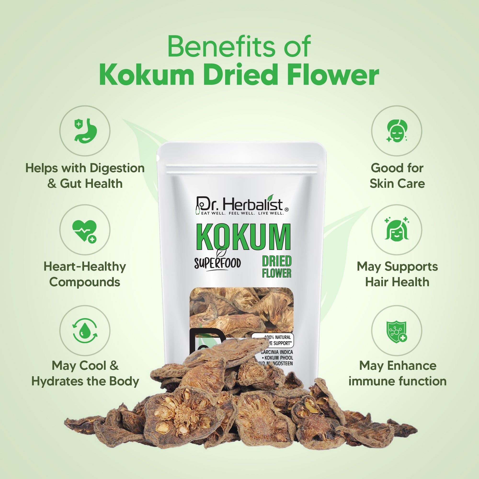 Dr Herbalist Kokum Flower 100g | Natural Herbal Remedy | Rich in Antioxidants | Supports Digestion, Skin Health & Overall Wellness | 100% Pure & Natural
