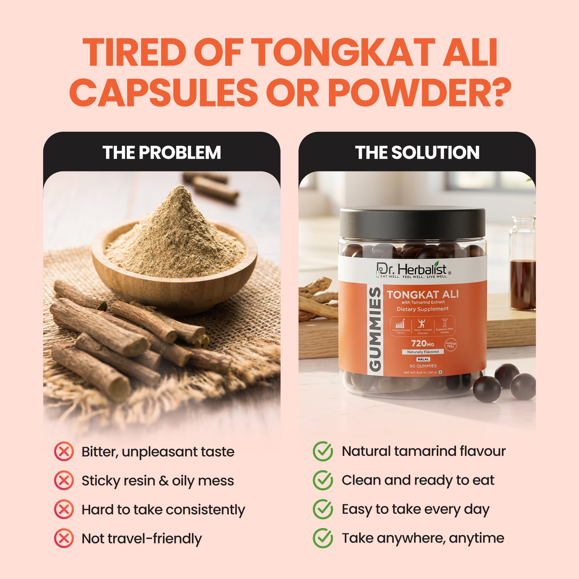 Dr Herbalist Tongkat Ali Gummies (90 Gummies) – Delicious Herbal Gummies for Daily Wellness, Energy & Vitality Support