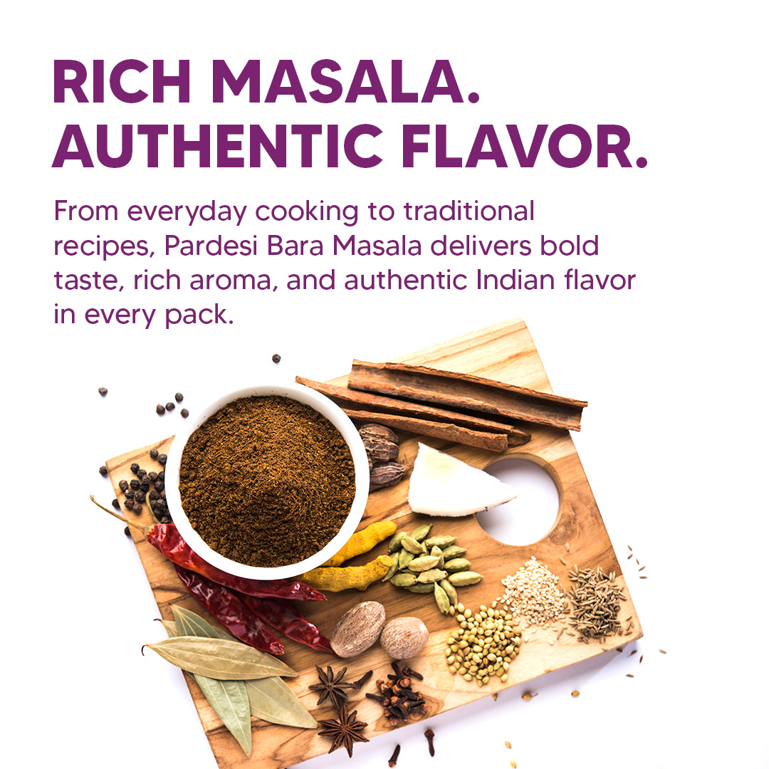 Pardesi Bara Masala (Whole Garam Masala) 180g — Premium 12-Spice Whole Masala Blend for Biryani, Curry & Pulao | Halal, Non-GMO | Dual-Cap Jar