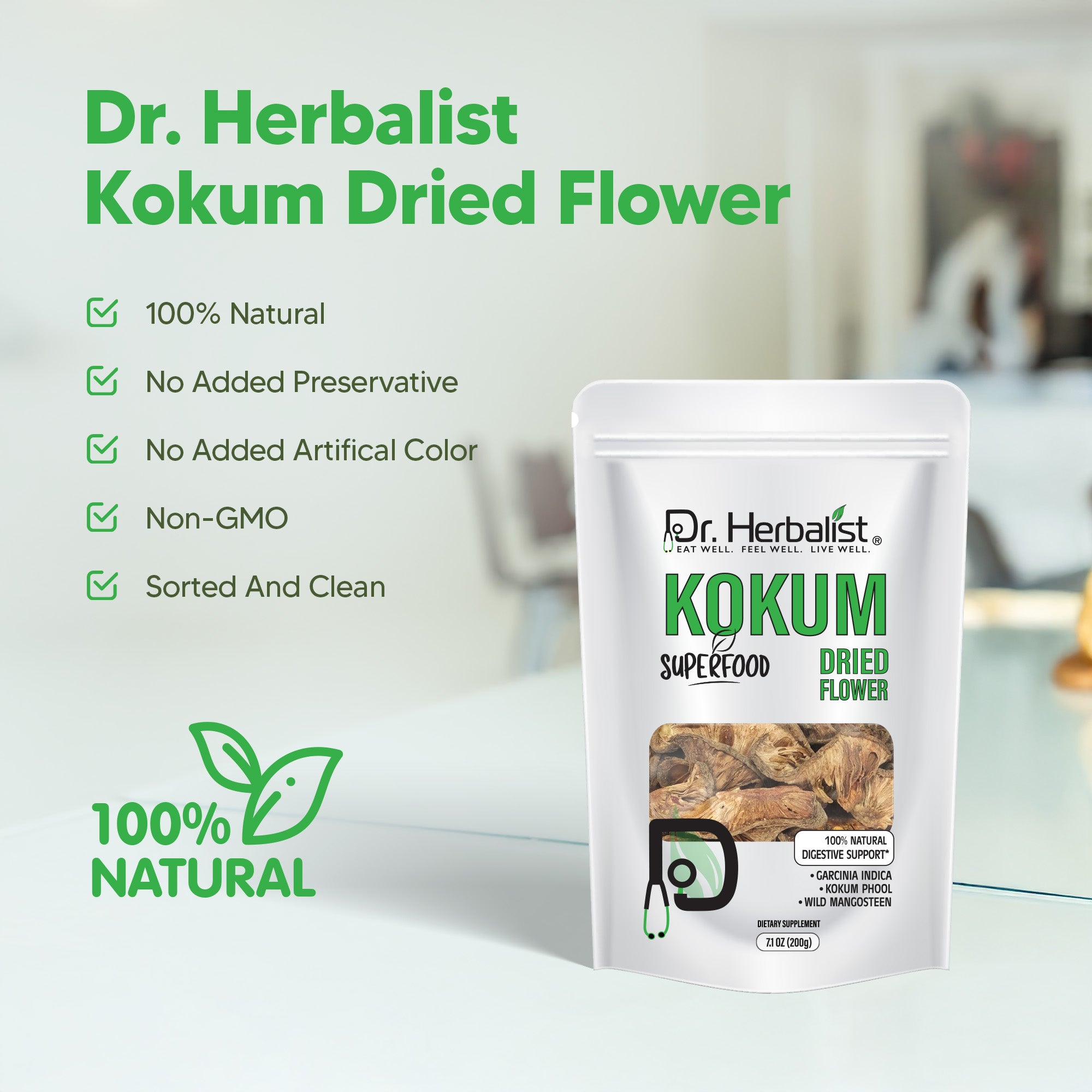 Dr Herbalist Kokum Flower 100g | Natural Herbal Remedy | Rich in Antioxidants | Supports Digestion, Skin Health & Overall Wellness | 100% Pure & Natural