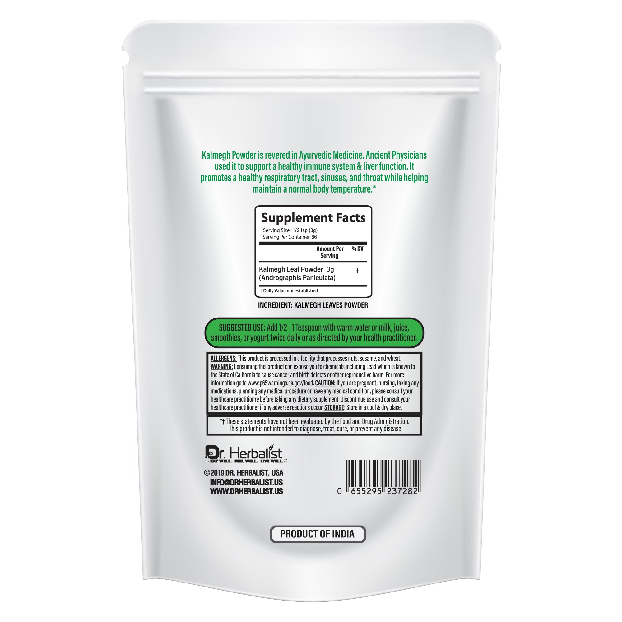 Dr. HERBALIST Kalmegh Powder 200g - Pure Andrographis Paniculata 'King of Bitters' | Supports Immune Wellness & Respiratory Comfort* | Extreme Bitter Warning | Halal, Vegan