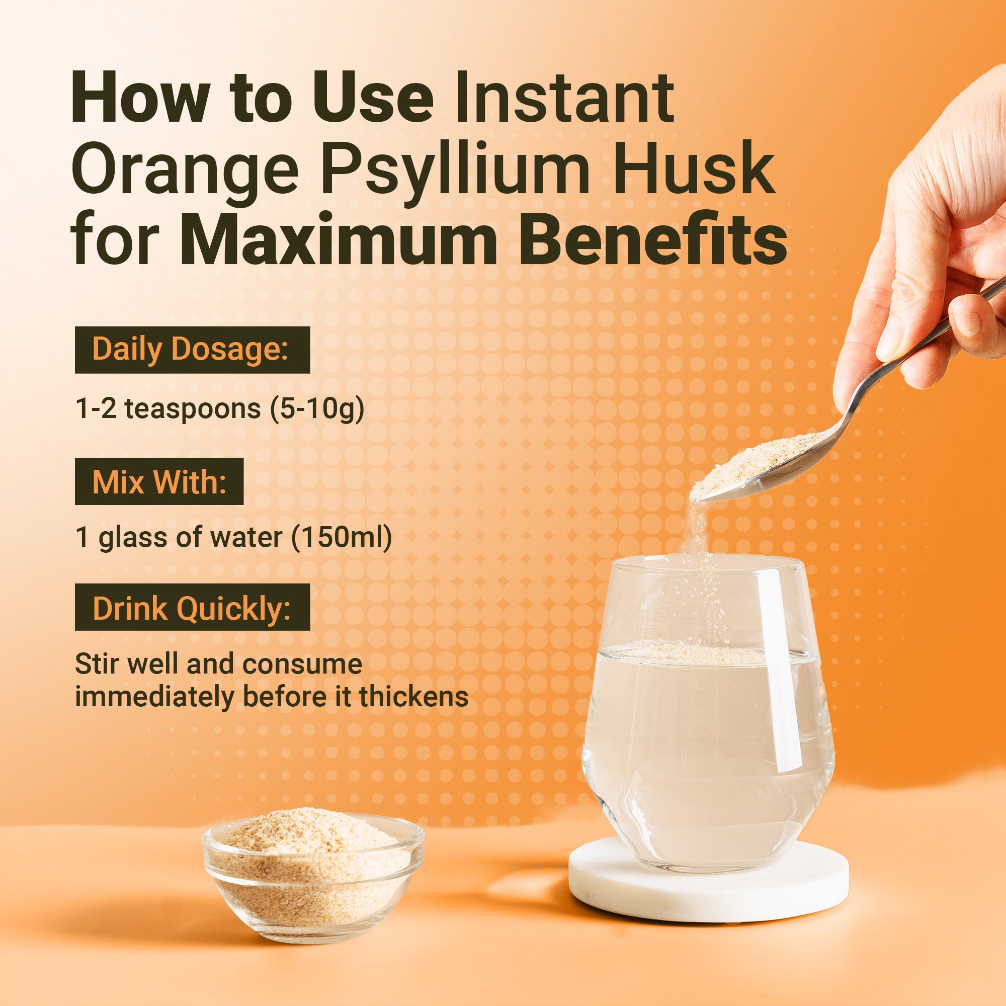Dr. Herbalist Orange Instant Psyllium Husk Powder 283g – Premium Fiber Blend, Orange Flavor, Easy Mix Drink