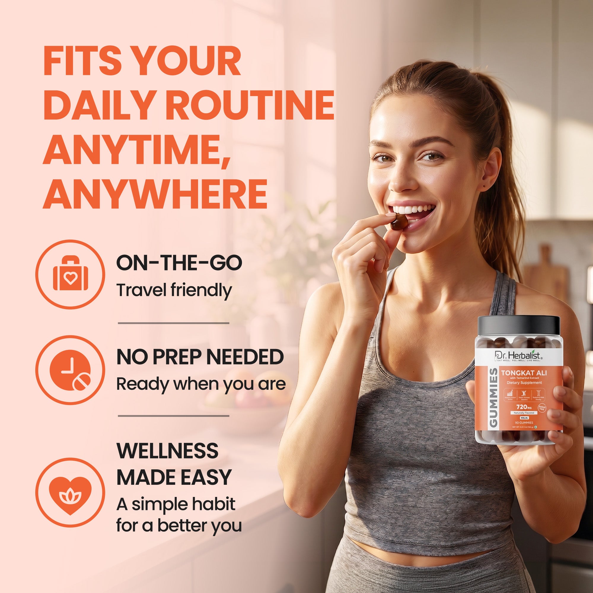 Dr Herbalist Tongkat Ali Gummies (90 Gummies) – Delicious Herbal Gummies for Daily Wellness, Energy & Vitality Support