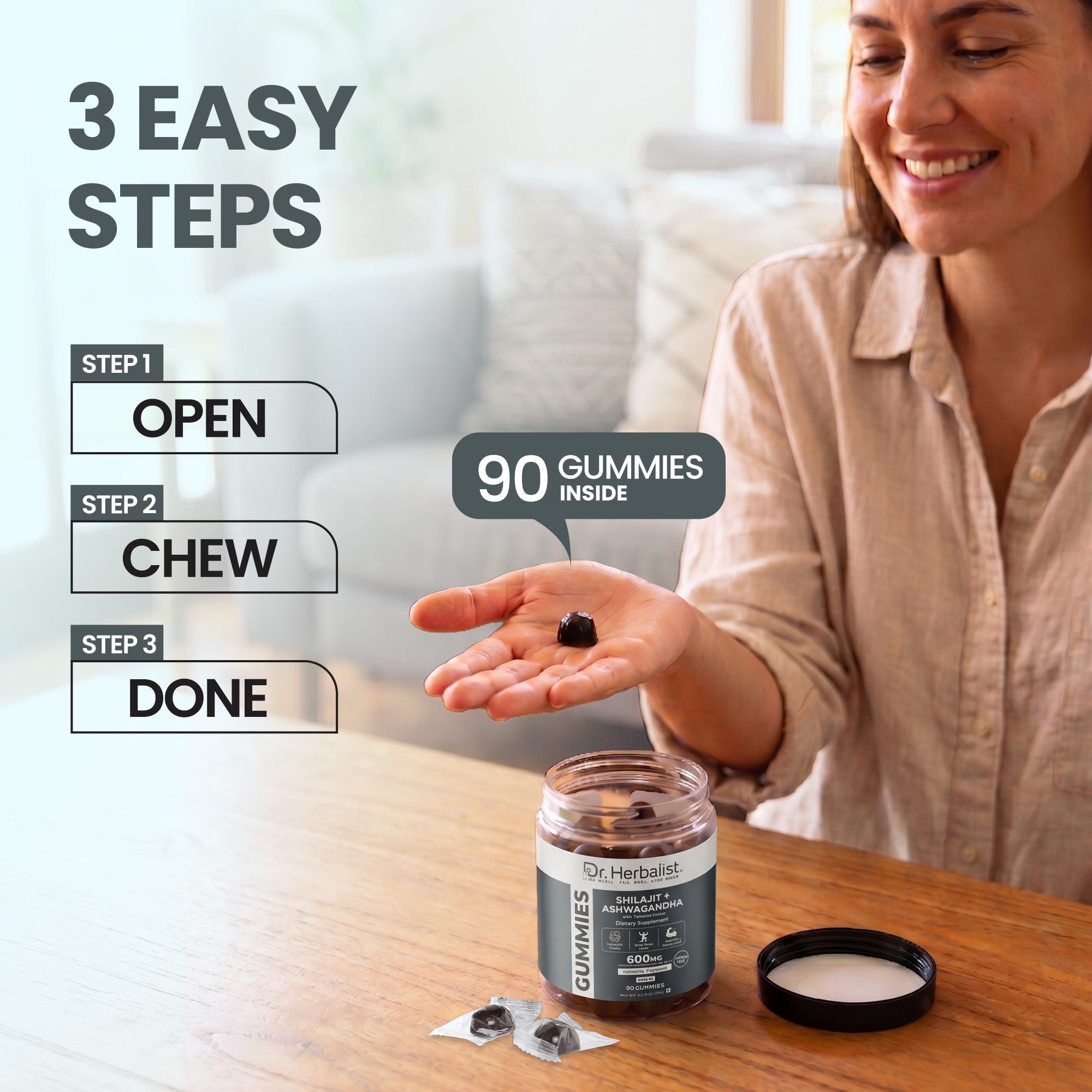Dr Herbalist Shilajit + Ashwagandha Gummies (90 Gummies) – Delicious Herbal Gummies for Daily Wellness, Energy & Vitality Support