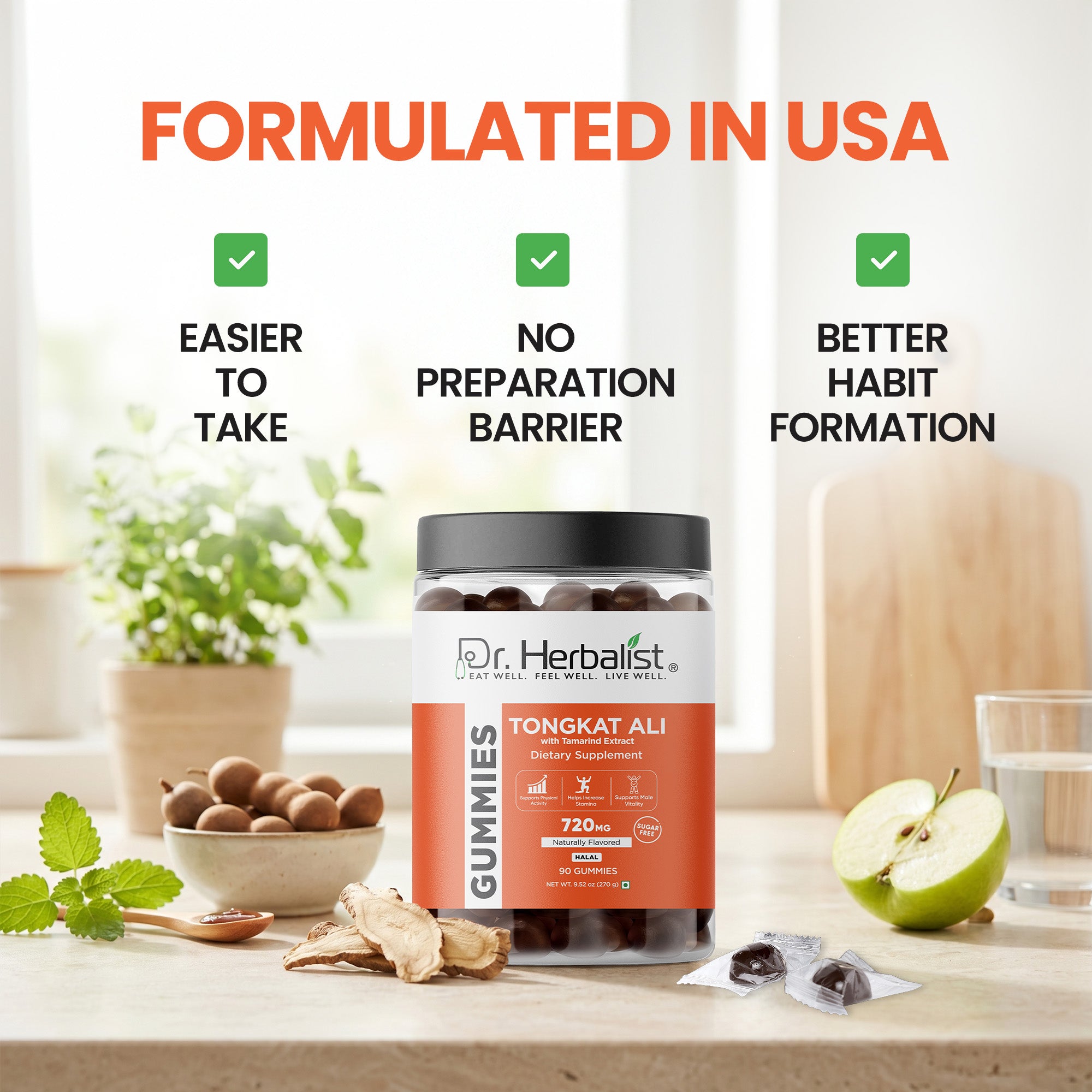 Dr Herbalist Tongkat Ali Gummies (90 Gummies) – Delicious Herbal Gummies for Daily Wellness, Energy & Vitality Support