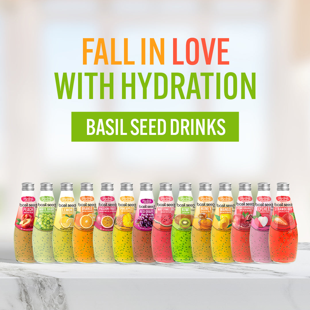 Pardesi Basil Seed Drink Lemon Flavor 290ml 9.8 Fl Oz | Pack of 12 (117.6 FL Oz ) | Naturally Refreshing & Cooling | Rich in Antioxidants, Fiber & Omega-3 | Real Basil Seeds for Digestive Health & Hydration.