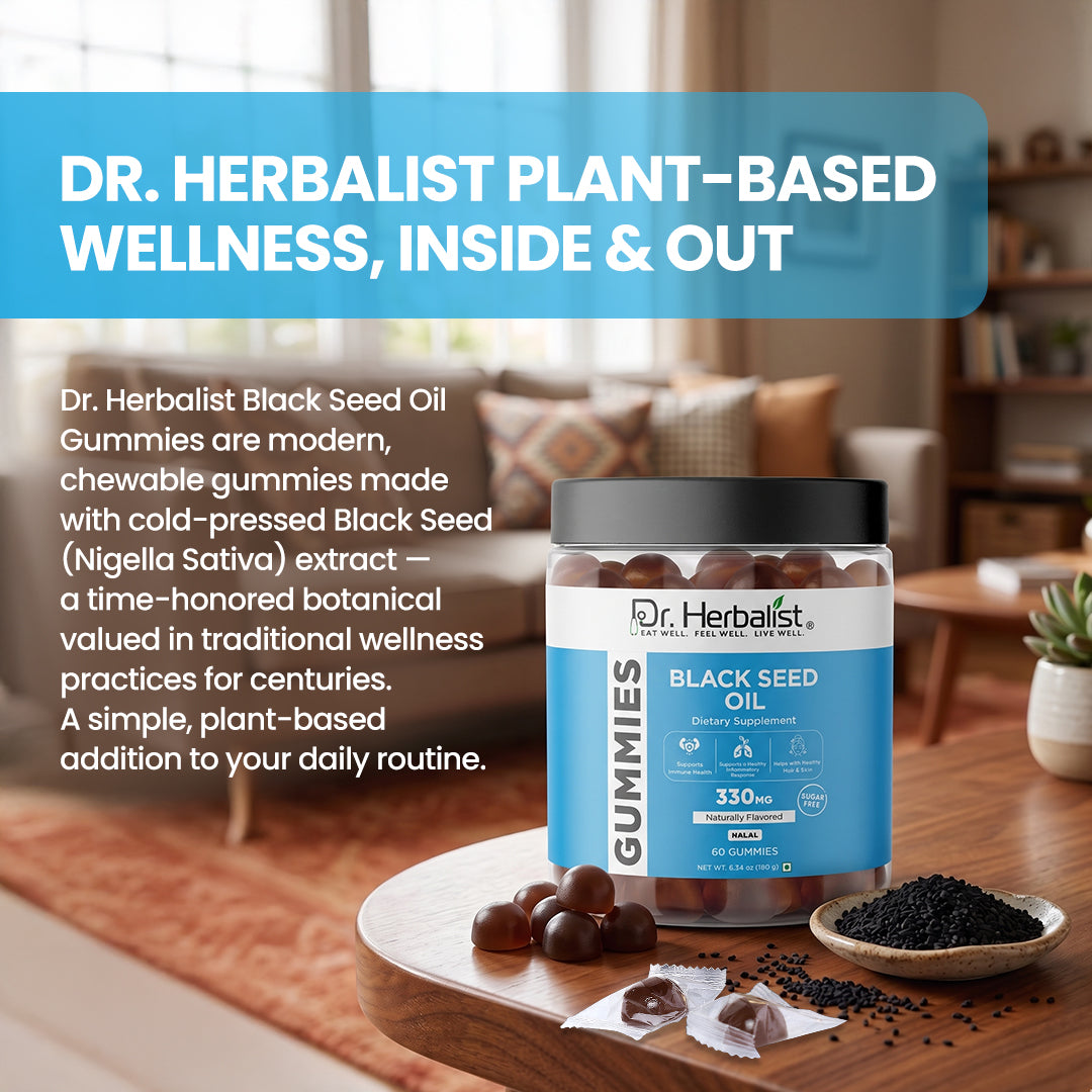 Dr Herbalist Black Seed Oil Gummies 60 Count – Cold Pressed Nigella Sativa Gummies– Immune Support, Hair Skin & Overall Wellness – Vegan, Non-GMO, Halal