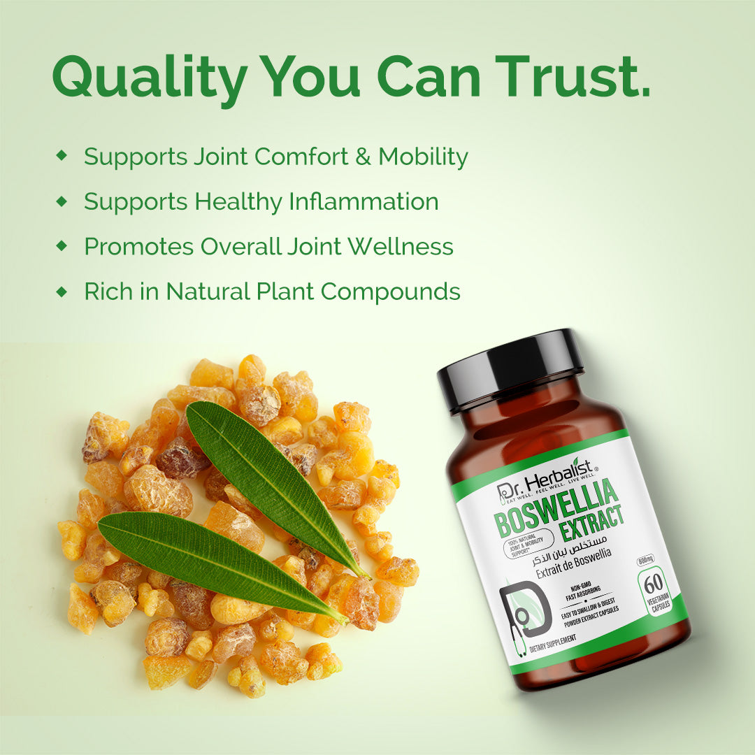 Dr. HERBALIST Boswellia Extract Capsules 500mg - Boswellia Serrata with Boswellic Acids | Supports Joint Comfort Mobility & Flexibility* | Halal, Vegan | 60ct