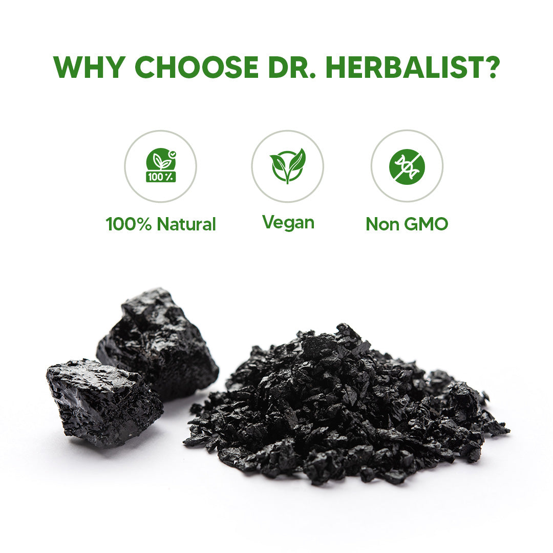 Dr. HERBALIST Shilajit Extract Capsules 450mg - Himalayan Mineral Resin with Fulvic Acid & 80+ Trace Minerals | Supports Energy Vitality & Stamina* | Halal, Vegan | 60ct