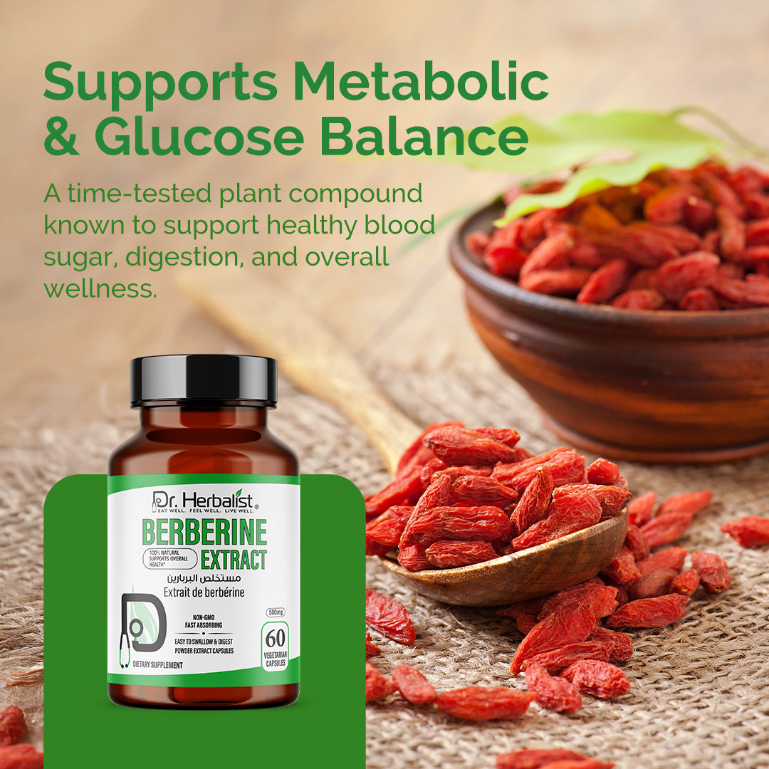 Dr. HERBALIST Berberine 500mg Capsules – Pure Berberine HCl Supplement | Supports Metabolic & Glucose Health | Herbal Formula | 60 Capsules