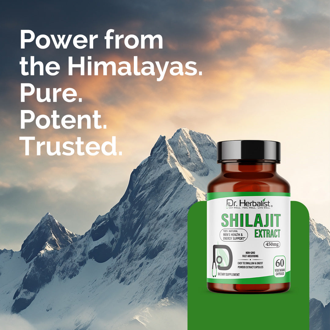 Dr. HERBALIST Shilajit Extract Capsules 450mg - Himalayan Mineral Resin with Fulvic Acid & 80+ Trace Minerals | Supports Energy Vitality & Stamina* | Halal, Vegan | 60ct