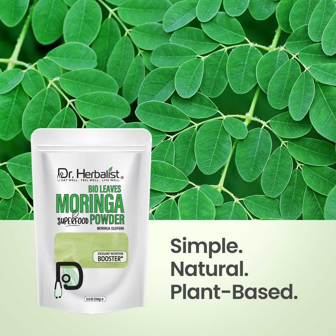 Dr. HERBALIST Moringa Leaf Powder 250g - Pure Moringa Oleifera with All 9 Essential Amino Acids | Supports Daily Nutrition & Antioxidant Wellness* | Smoothie & Food Ready | Halal, Vegan