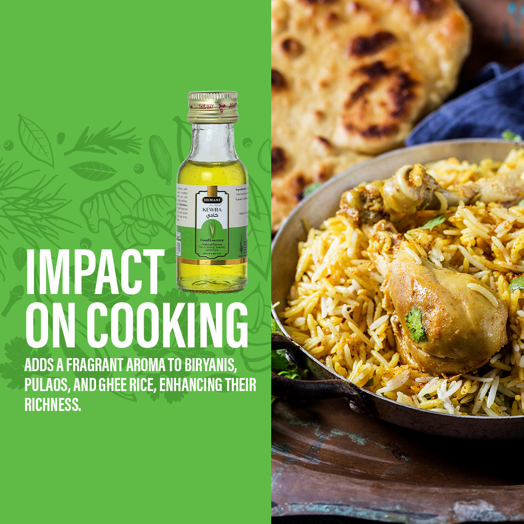 Hemani Kewra Food Essence 25 ml Halal- Concentrated Kewra Flavor for Indian Desserts, Drinks, and Recipes - Perfect for Gulab Jamun, Jalebi, Falooda, and More