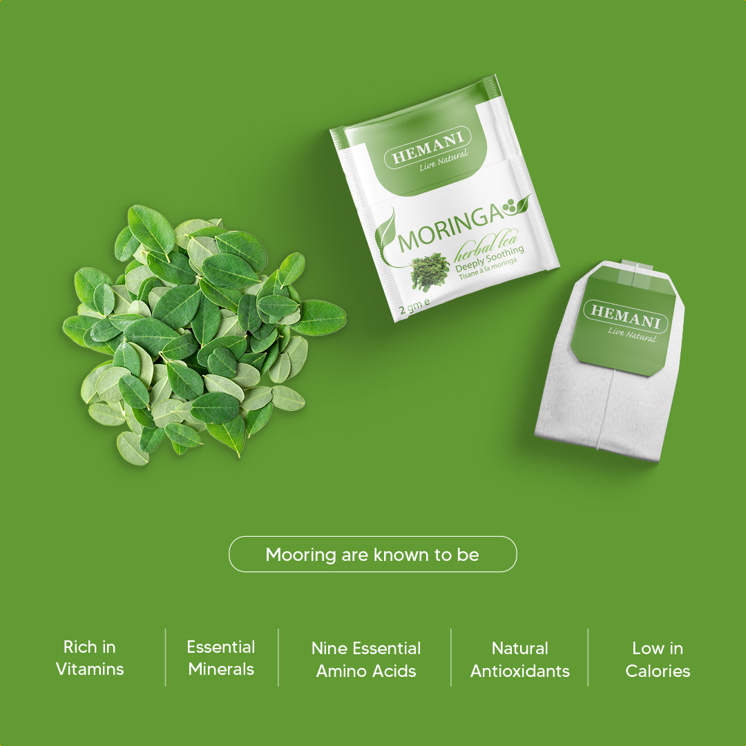 Hemani Moringa Leaf Tea - 20 Tea Bags, Halal Certified | 100% Natural Herbal Tea for Energy, Vitality & Wellness Support | Rich in Antioxidants & Nutrients | Caffeine-Free, Vegan-Friendly