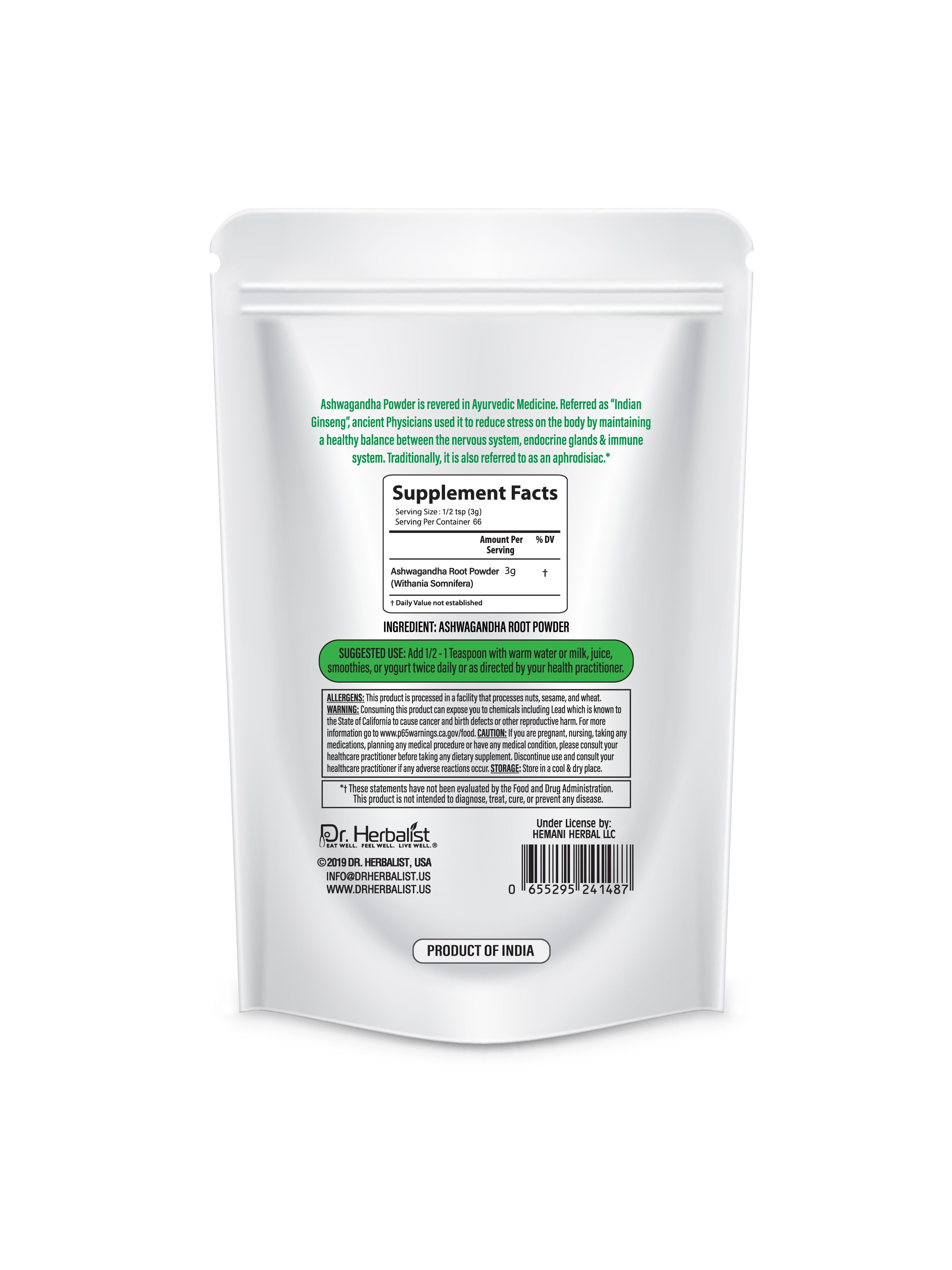 DR. HERBALIST Ashwagandha Powder 200g