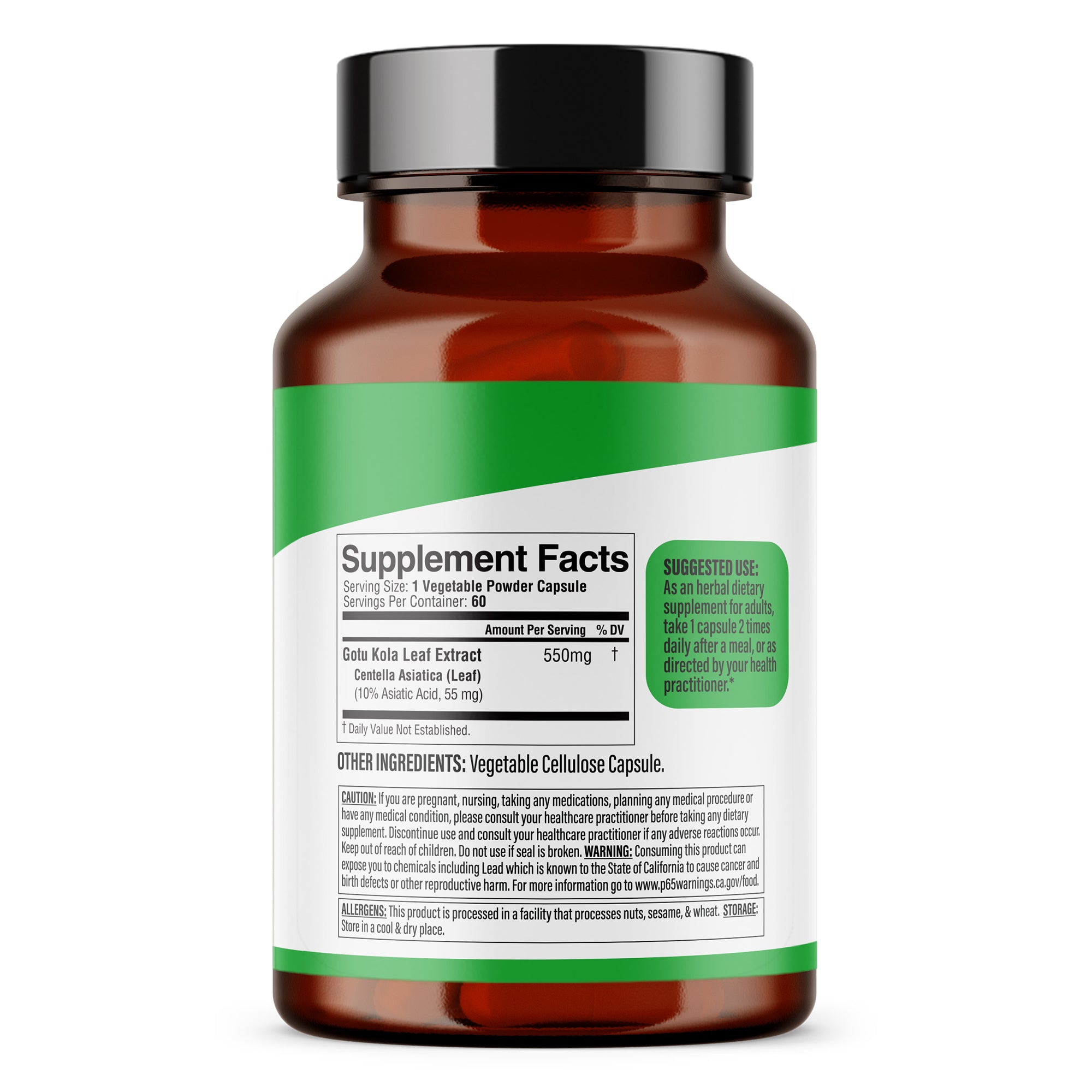 Dr. HERBALIST Gotu Kola Extract Capsules 550mg - Centella Asiatica with Asiaticoside & Triterpenoids | Supports Cognitive Function & Skin Wellness* | Halal, Vegan | 60ct