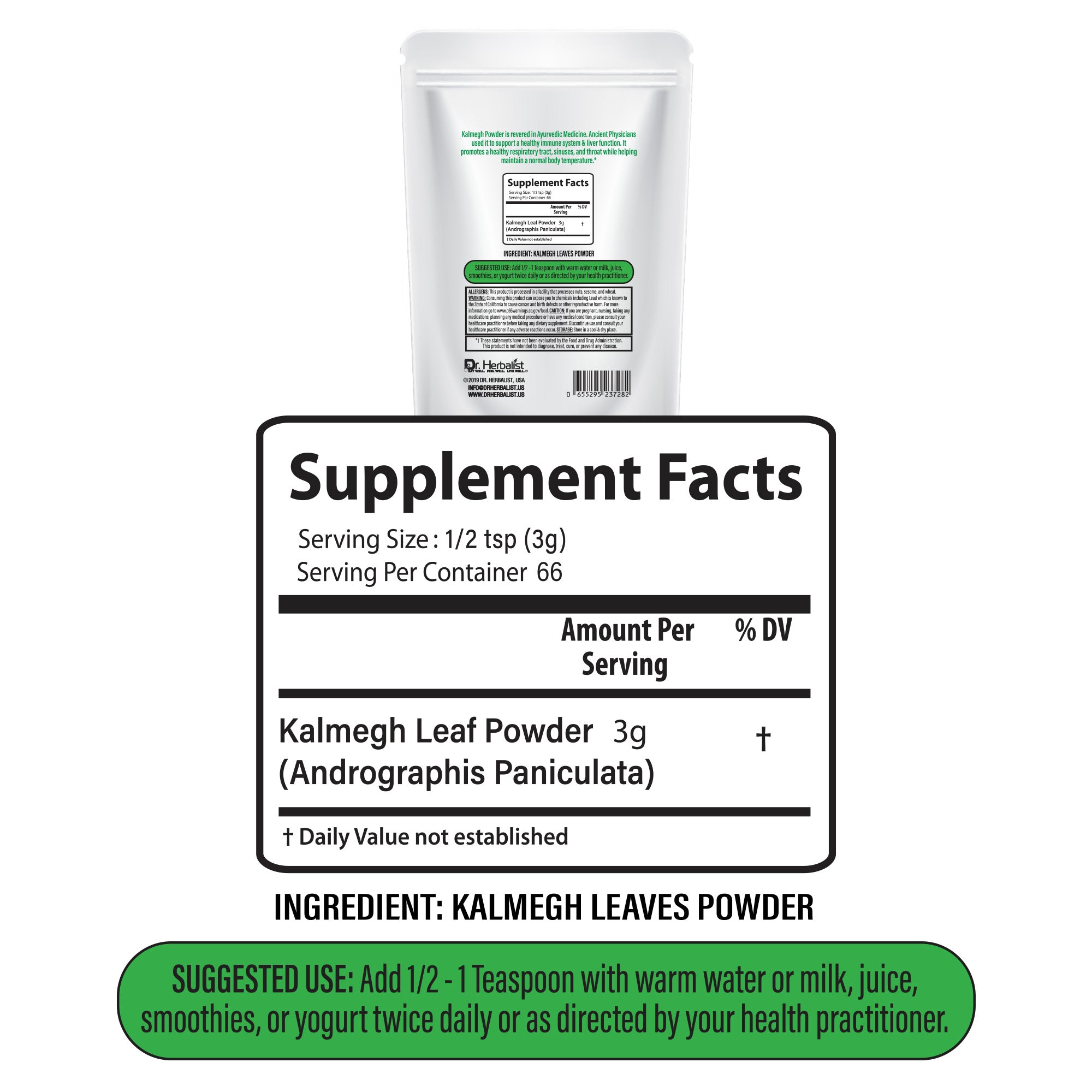 Dr. HERBALIST Kalmegh Powder 200g - Pure Andrographis Paniculata 'King of Bitters' | Supports Immune Wellness & Respiratory Comfort* | Extreme Bitter Warning | Halal, Vegan