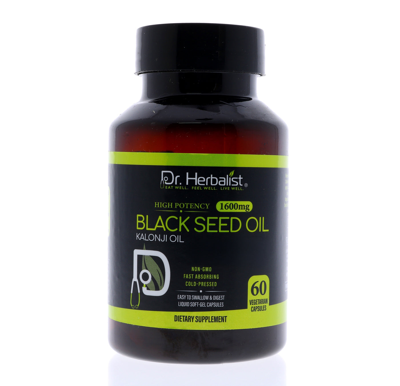Dr. HERBALIST Black Seed Oil Capsules 1600mg - Cold Pressed Nigella Sativa Softgels with Thymoquinone | Supports Overall Wellness & Immune Vitality* | Halal, Non-GMO | 60ct