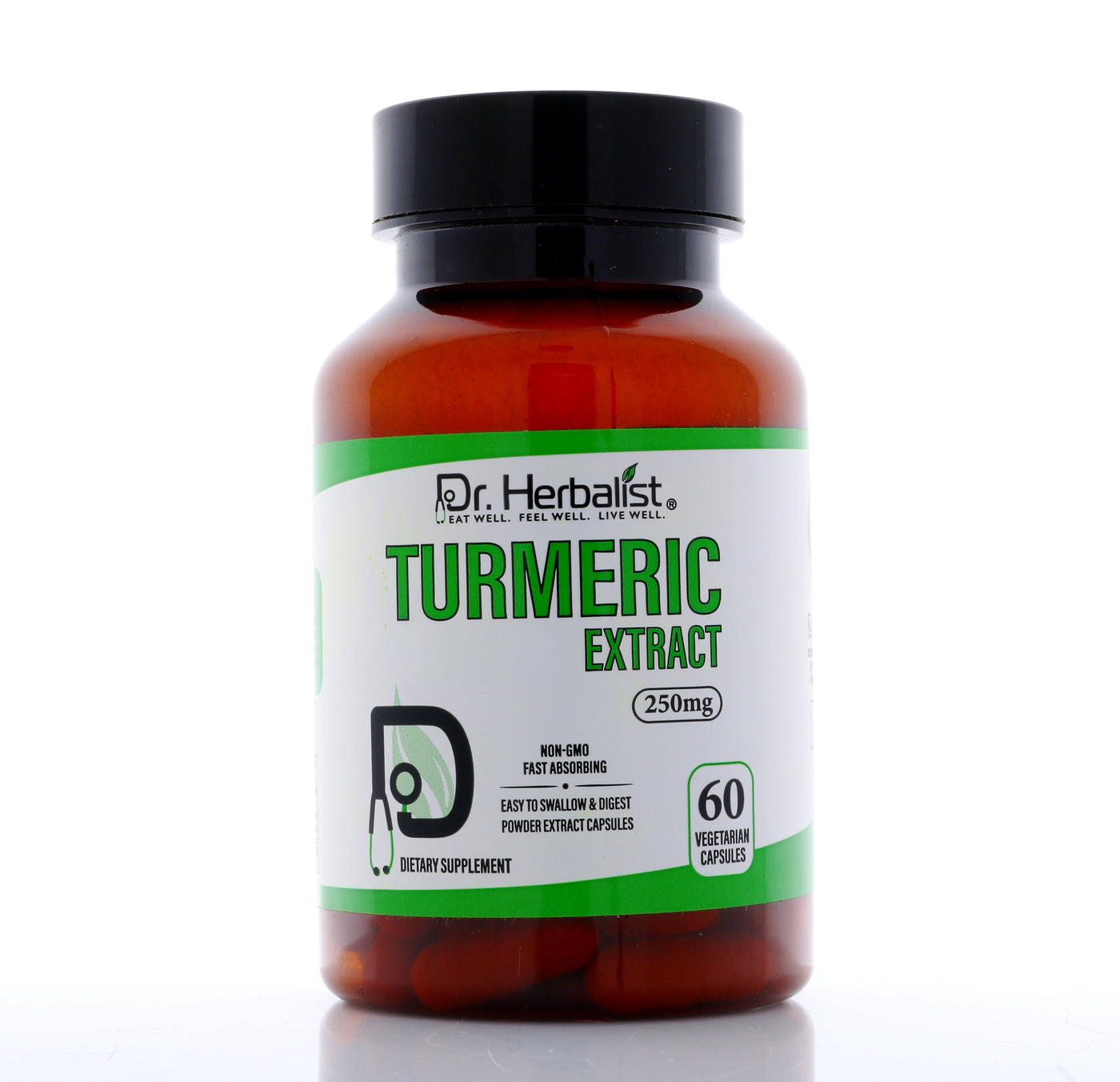Dr. HERBALIST Turmeric Extract Capsules 250mg - Curcuma Longa Curcuminoid Concentrate | Supports Joint Comfort & Antioxidant Wellness* | Halal, Vegan | 60ct