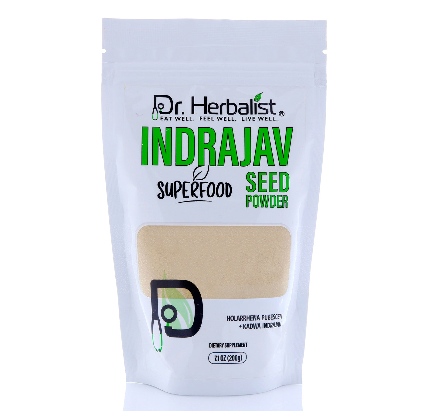 Dr. HERBALIST Inderju Powder 200g - Pure Wrightia Tinctoria (Sweet Indrajao) | Supports Skin Wellness & Traditional Topical Care* | Ayurvedic Dermatological Herb | Halal, Vegan