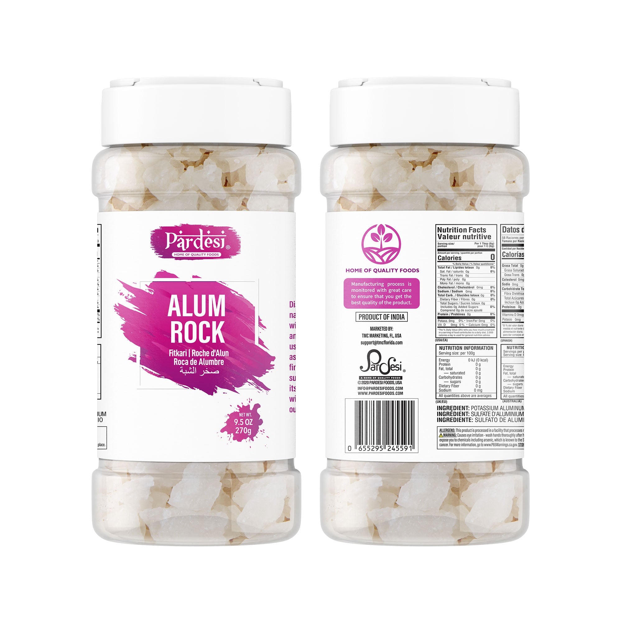 Pardesi Fitkari Whole (Alum Crystal) 270gm | Natural Potash Alum Rock | Multi-Purpose for Water - Image 2