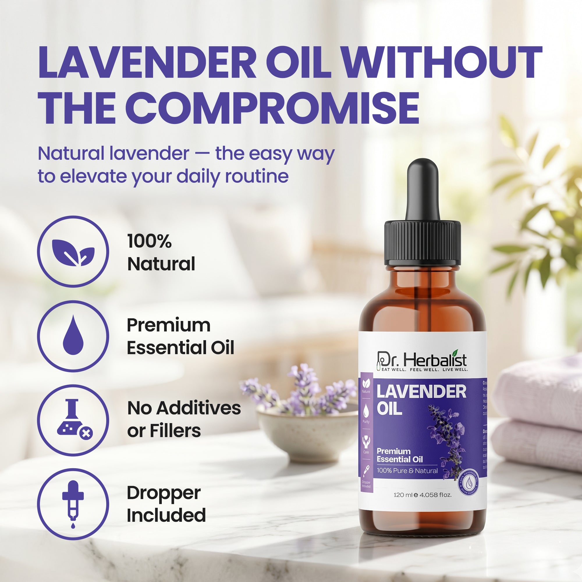 Dr Herbalist Lavender Oil 120mL – Premium Aromatherapy Oil for Massage, Relaxation & Personal Care