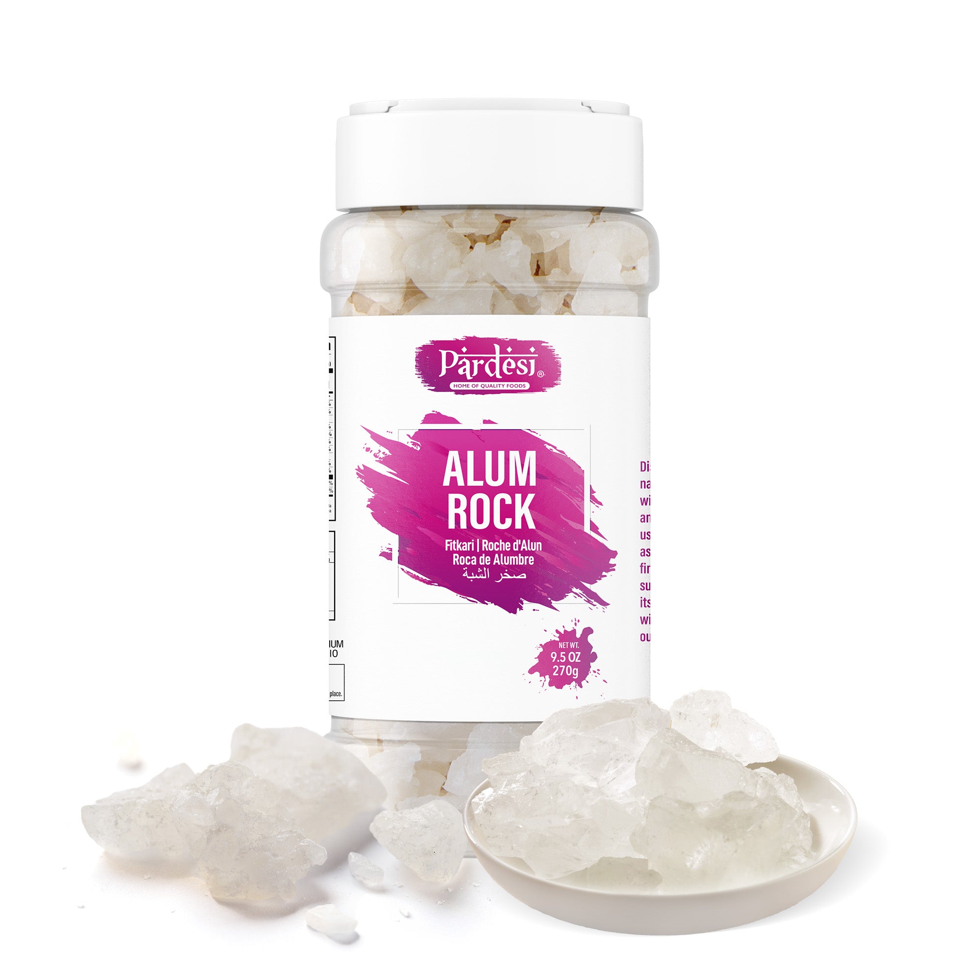 Pardesi Fitkari Whole (Alum Crystal) 270gm | Natural Potash Alum Rock | Multi-Purpose for Water