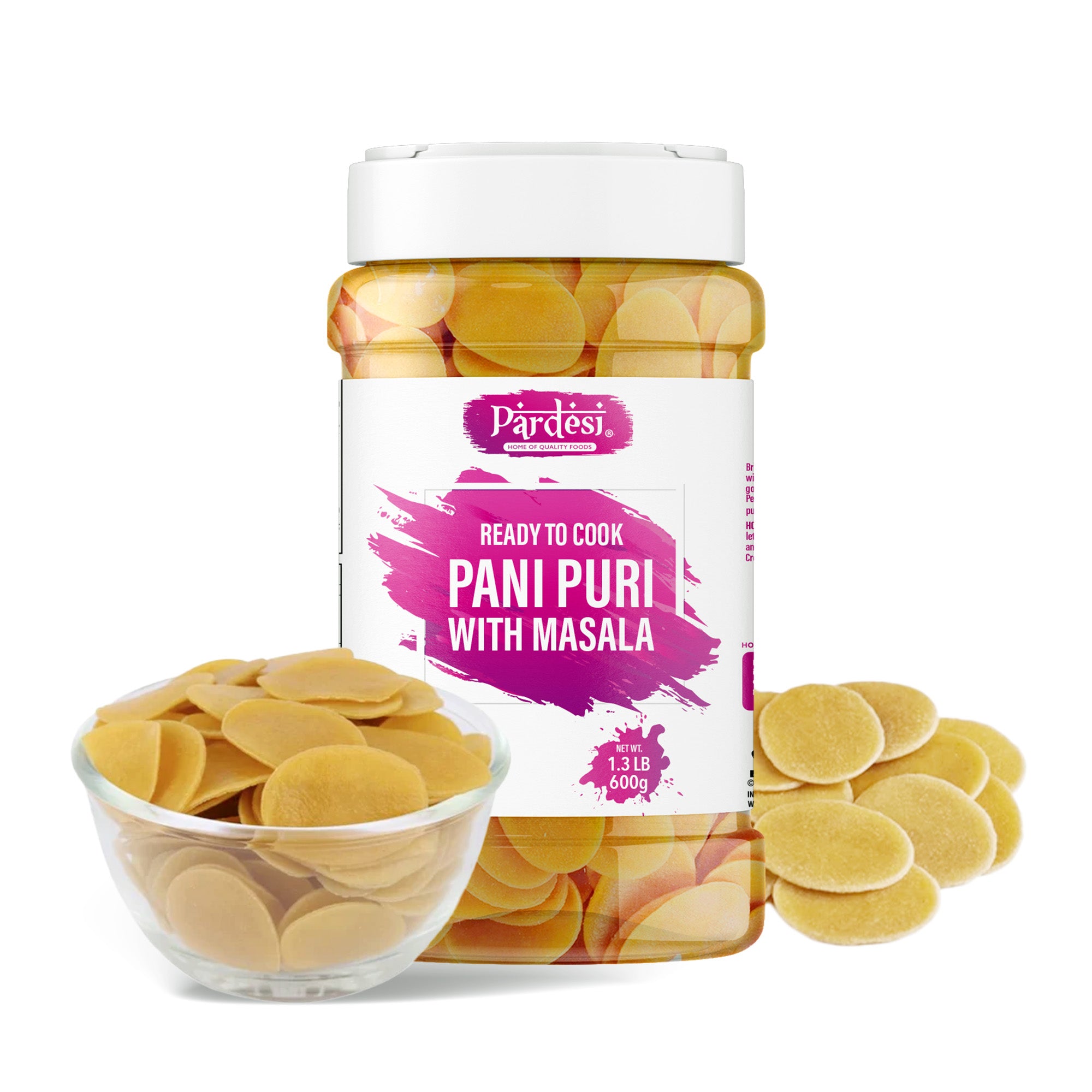 PARDESI Pani Puri 600g Jar | Crispy Golgappa Puri Shells | Ready to Fill Indian Street Snack | Crunchy Pani Puri for Homemade Chaat