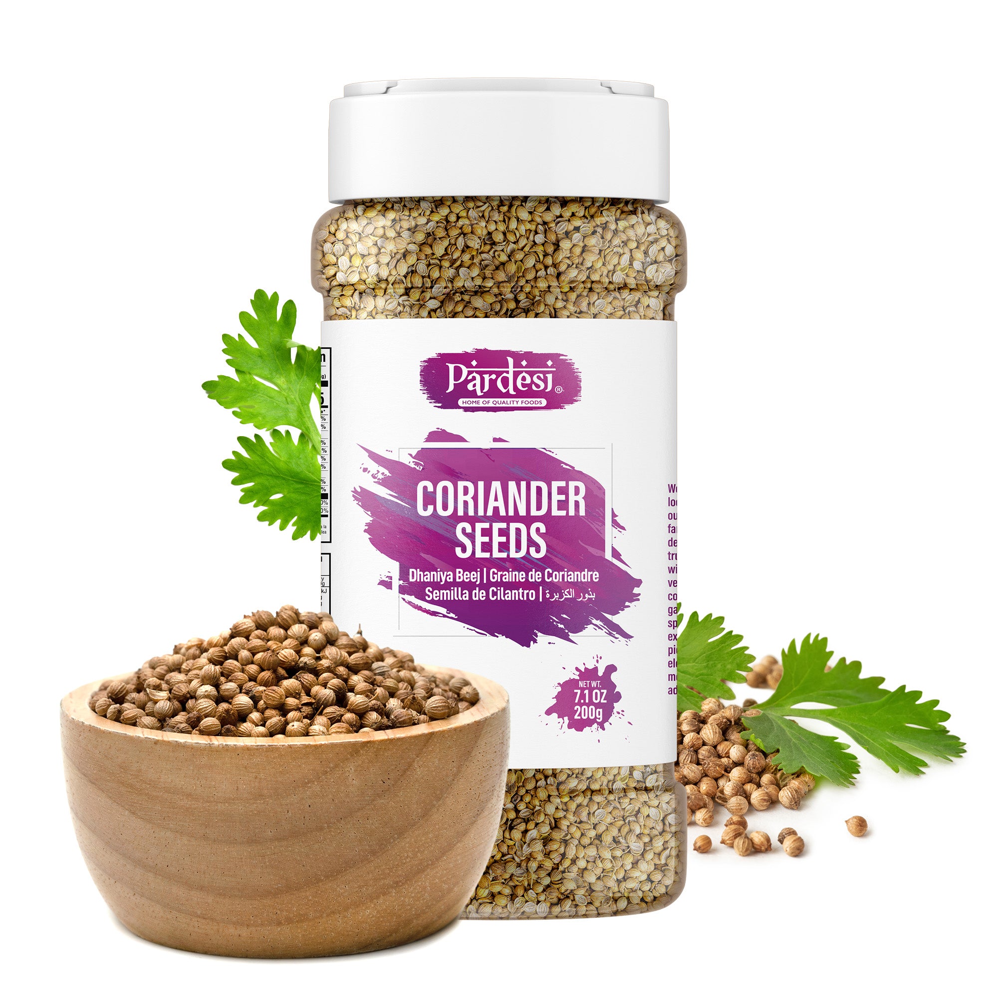 Pardesi Whole Coriander Seed (Dhania) 110g — Premium Indian Coriander for Tempering, Garam Masala & Curry Blends | Halal, Non-GMO, Vegan | Dual-Cap Jar