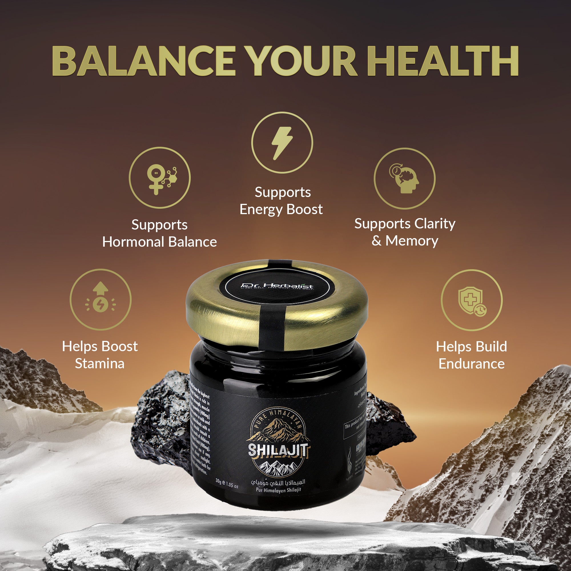 Dr. HERBALIST Pure Shilajit Resin 30g - Raw Himalayan Mineral Exudate with Fulvic Acid & 80+ Trace Minerals | Supports Energy Vitality & Stamina* | Traditional Purist Format | Halal, Vegan