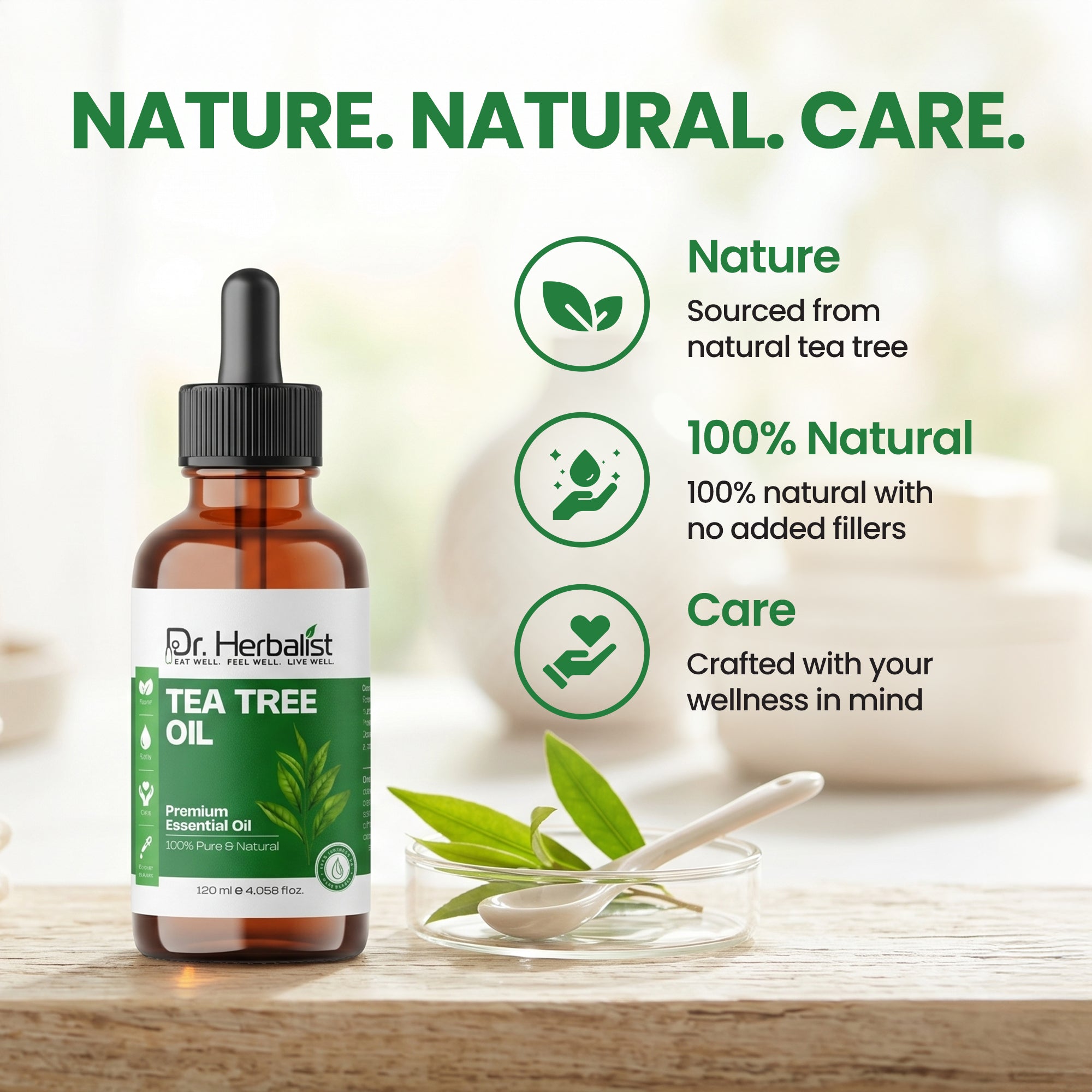 Dr. Herbalist Tea Tree Oil 120mL – Premium Multipurpose Oil for Aromatherapy, Massage & Personal Care