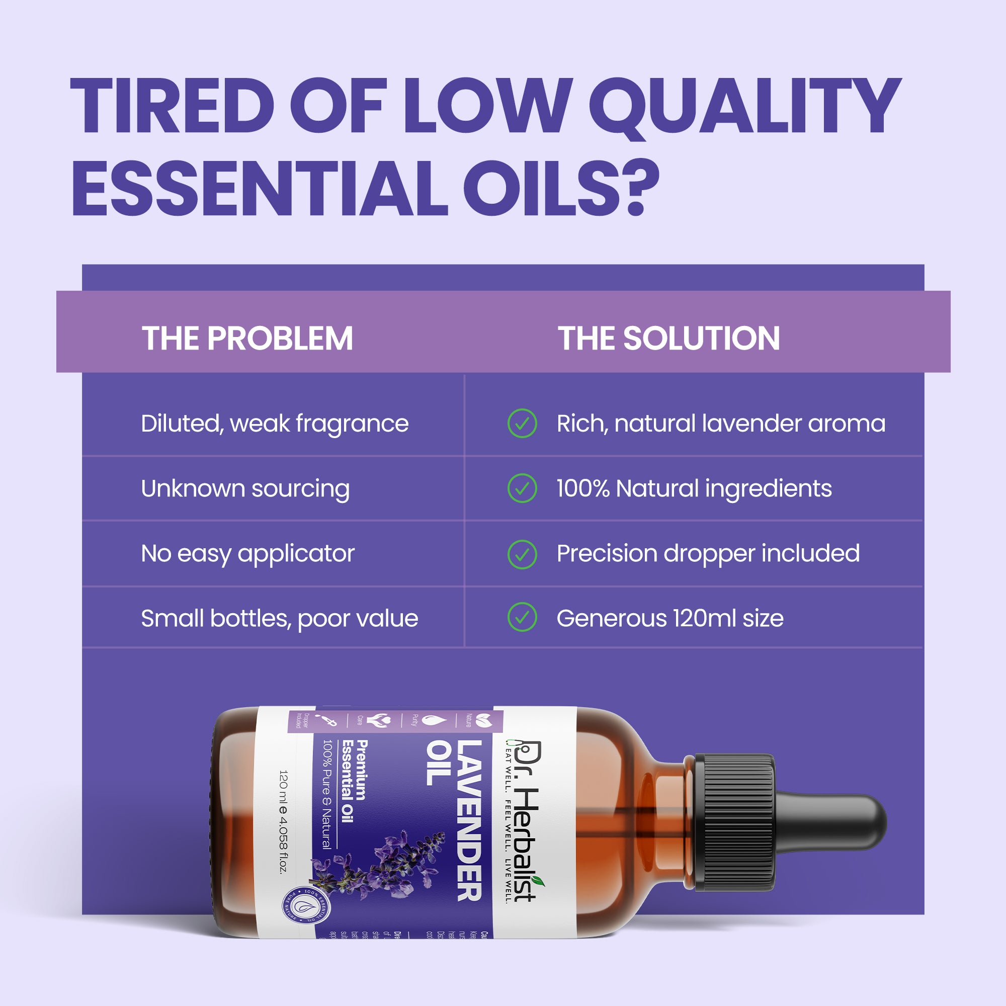 Dr Herbalist Lavender Oil 120mL – Premium Aromatherapy Oil for Massage, Relaxation & Personal Care