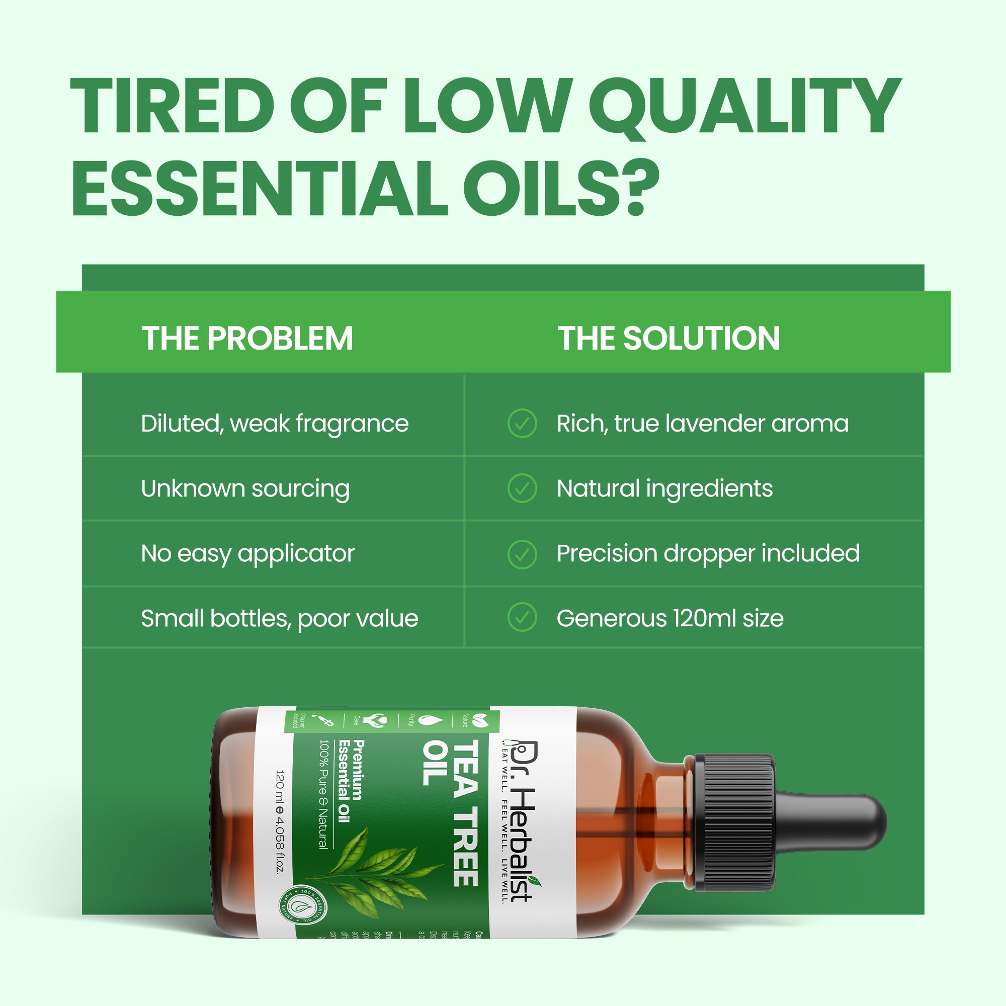 Dr. Herbalist Tea Tree Oil 120mL – Premium Multipurpose Oil for Aromatherapy, Massage & Personal Care
