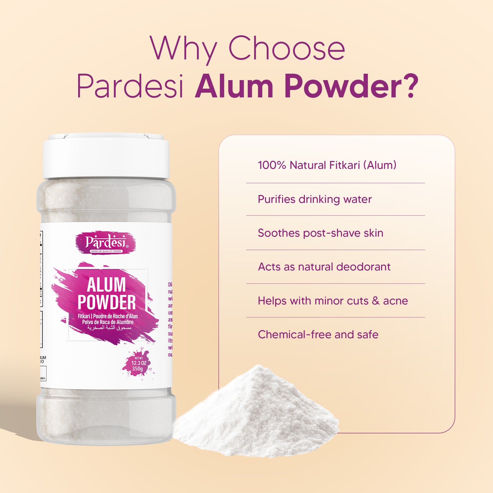 Pardesi Fitkari Rock Powder (Alum Powder) 350gm | Natural Potash Alum Powder | Multi-Purpose Use - Image 5