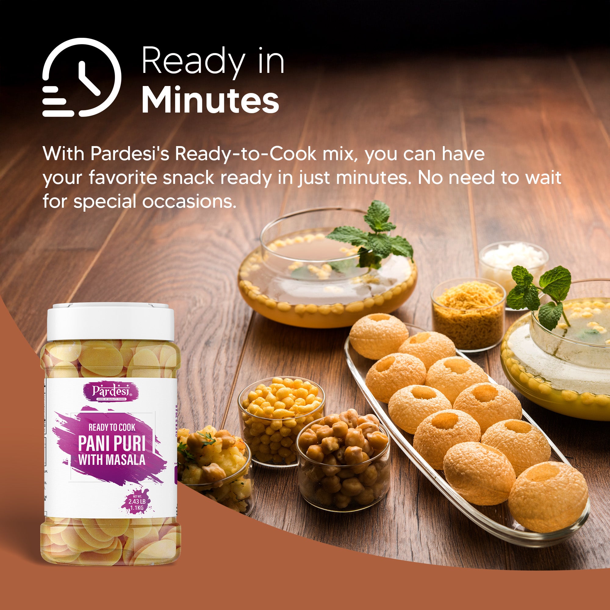 Pardesi Pani Puri with Masala 2.43LB Jar - Premium Quality for Cooking & Spice Blends | Halal, Non-GMO, Vegan | Dual-Cap Jar