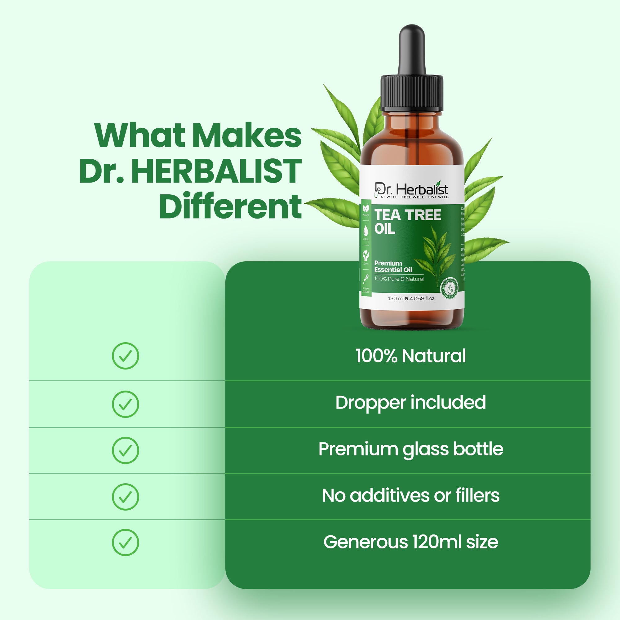 Dr. Herbalist Tea Tree Oil 120mL – Premium Multipurpose Oil for Aromatherapy, Massage & Personal Care