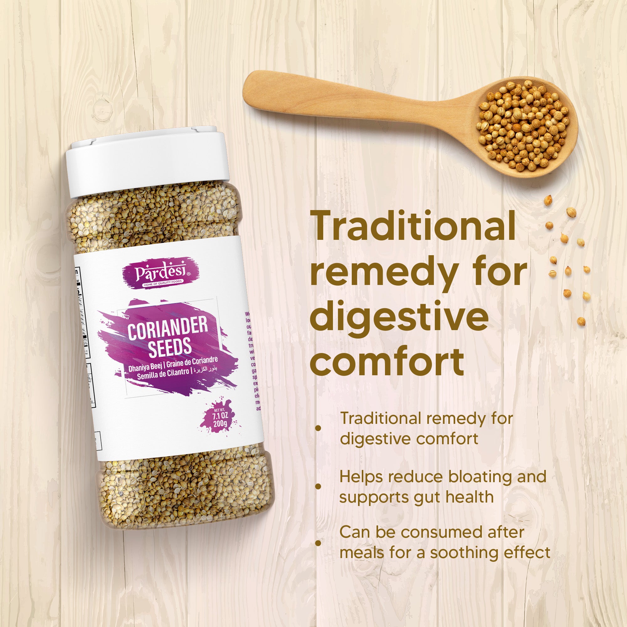 Pardesi Whole Coriander Seed (Dhania) 110g — Premium Indian Coriander for Tempering, Garam Masala & Curry Blends | Halal, Non-GMO, Vegan | Dual-Cap Jar