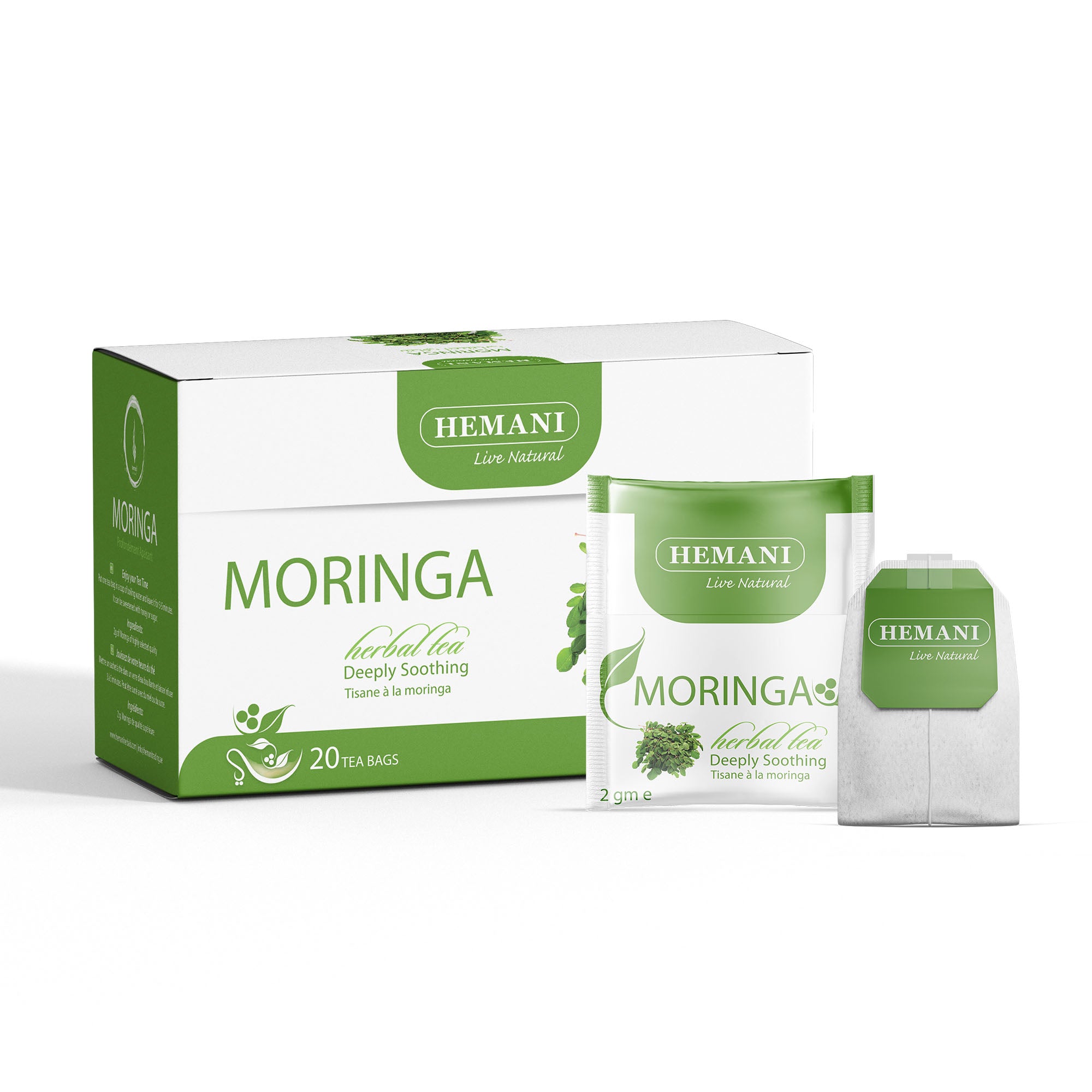 Hemani Moringa Leaf Tea - 20 Tea Bags, Halal Certified | 100% Natural Herbal Tea for Energy, Vitality & Wellness Support | Rich in Antioxidants & Nutrients | Caffeine-Free, Vegan-Friendly