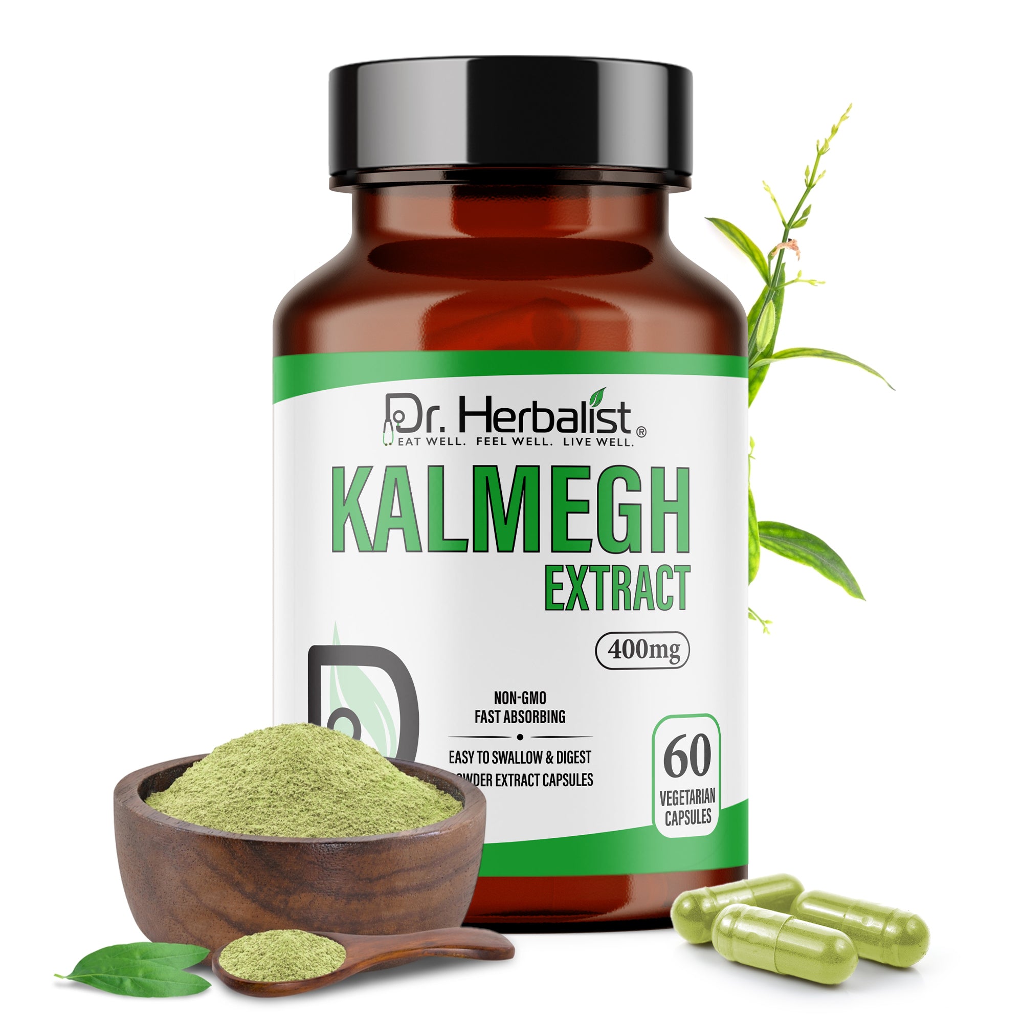 Dr. HERBALIST Kalmegh Extract Capsules 400mg - Andrographis Paniculata 'King of Bitters' with Andrographolide | Supports Immune Wellness & Respiratory Comfort* | Halal, Vegan | 60ct