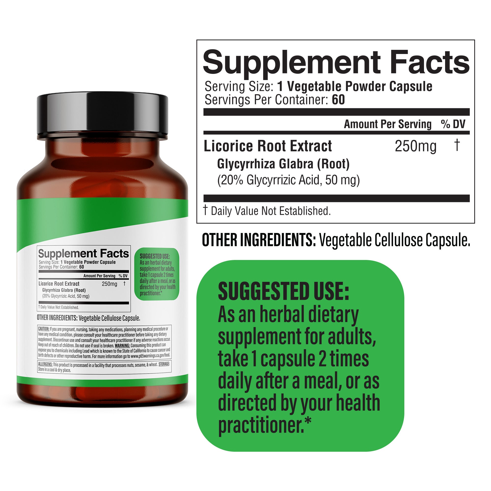 Dr. HERBALIST Licorice Extract Capsules 250mg - Glycyrrhiza Glabra with Glycyrrhizin | Supports Digestive Comfort & Respiratory Wellness* | Halal, Vegan | 60ct