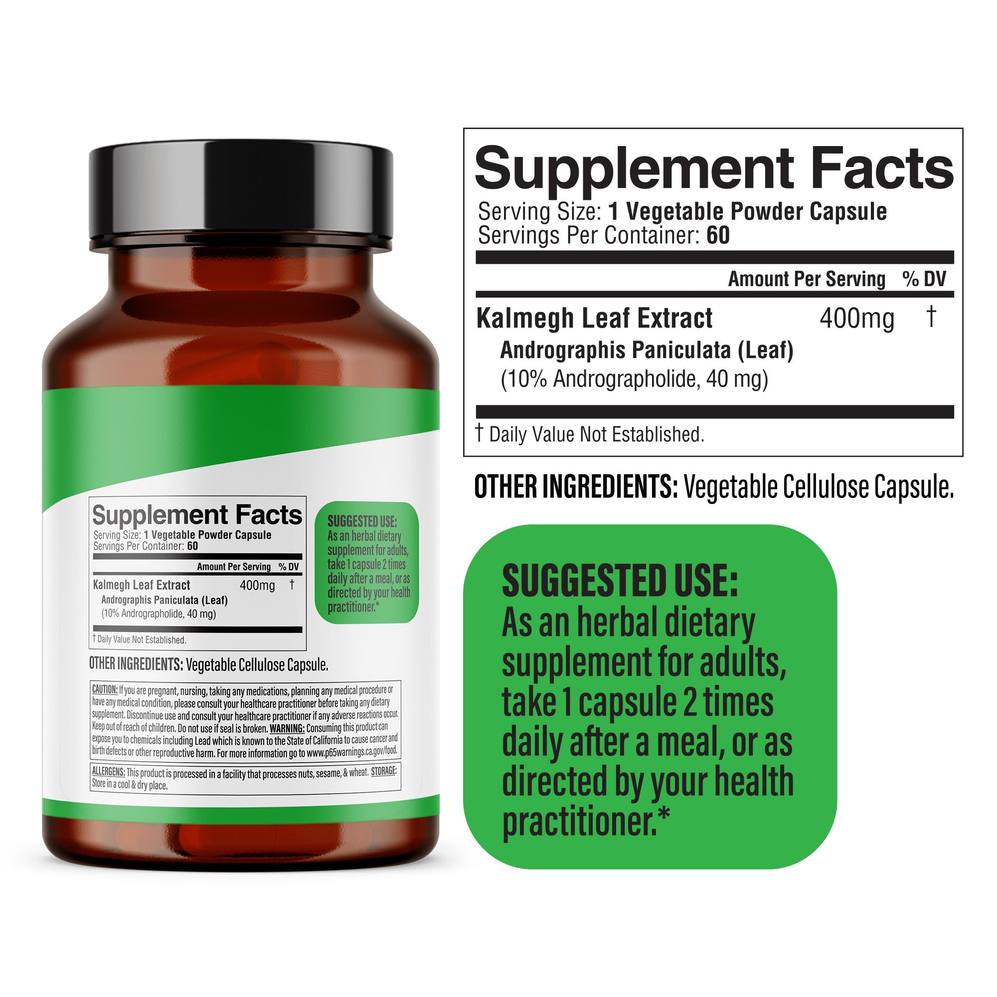 Dr. HERBALIST Kalmegh Extract Capsules 400mg - Andrographis Paniculata 'King of Bitters' with Andrographolide | Supports Immune Wellness & Respiratory Comfort* | Halal, Vegan | 60ct