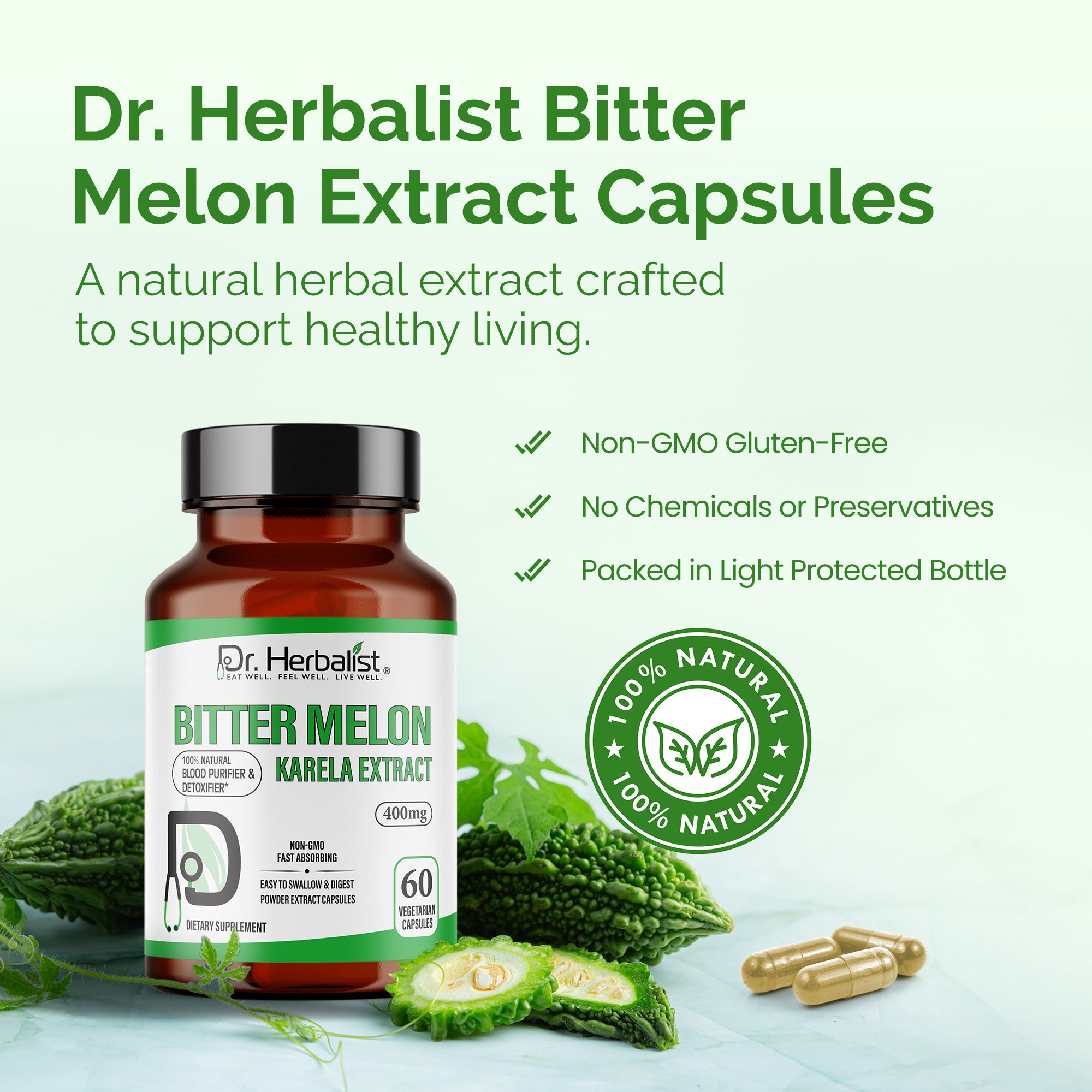 DR. HERBALIST Karela Bitter Melon Extract 400mg 60 Capsules